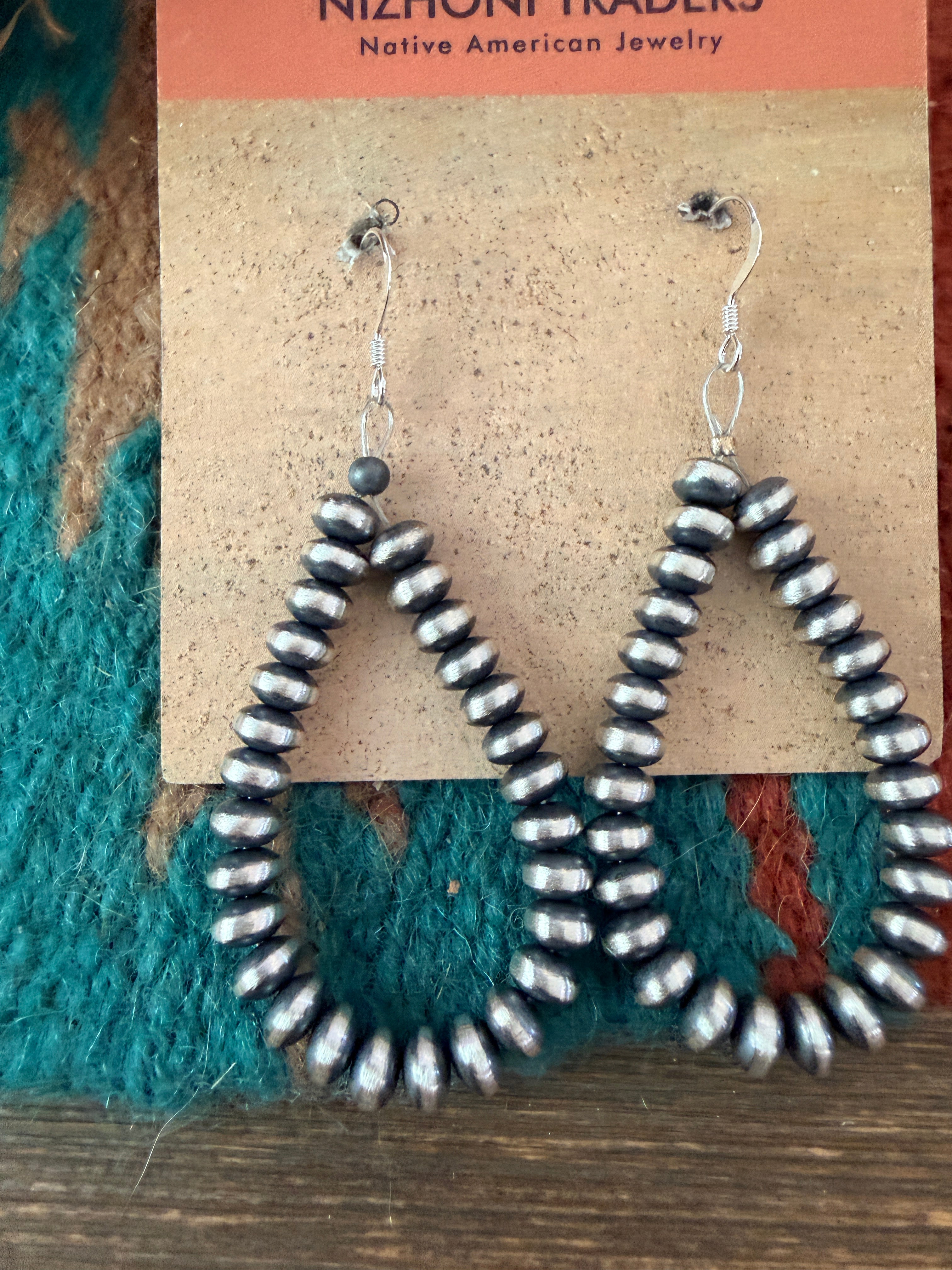 Handcrafted Sterling Silver Saucer Bead Dangle Hoop Earrings