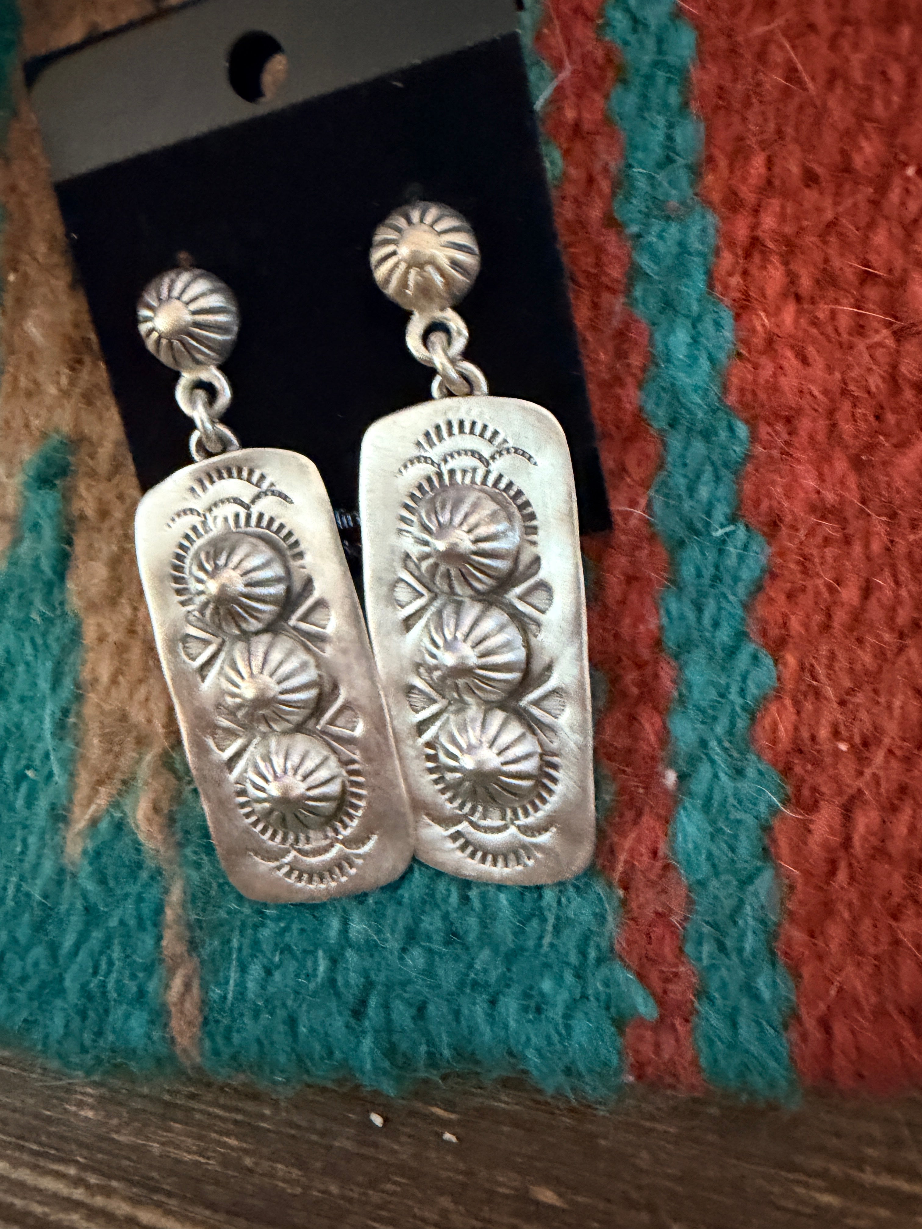 Handmade Sterling Silver Concho Dangle Earrings