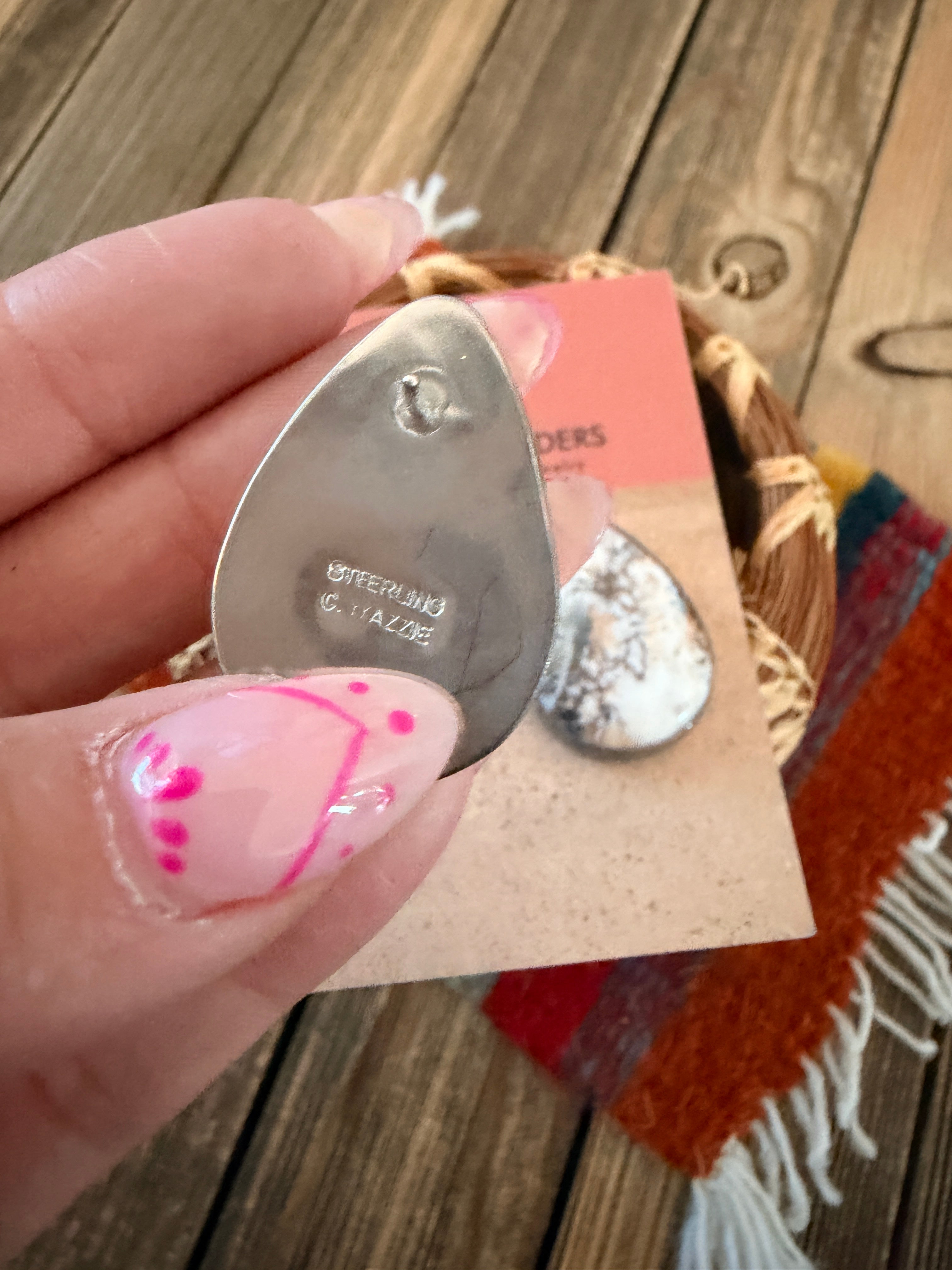 Handcrafted White Buffalo & Sterling Silver Post Earrings