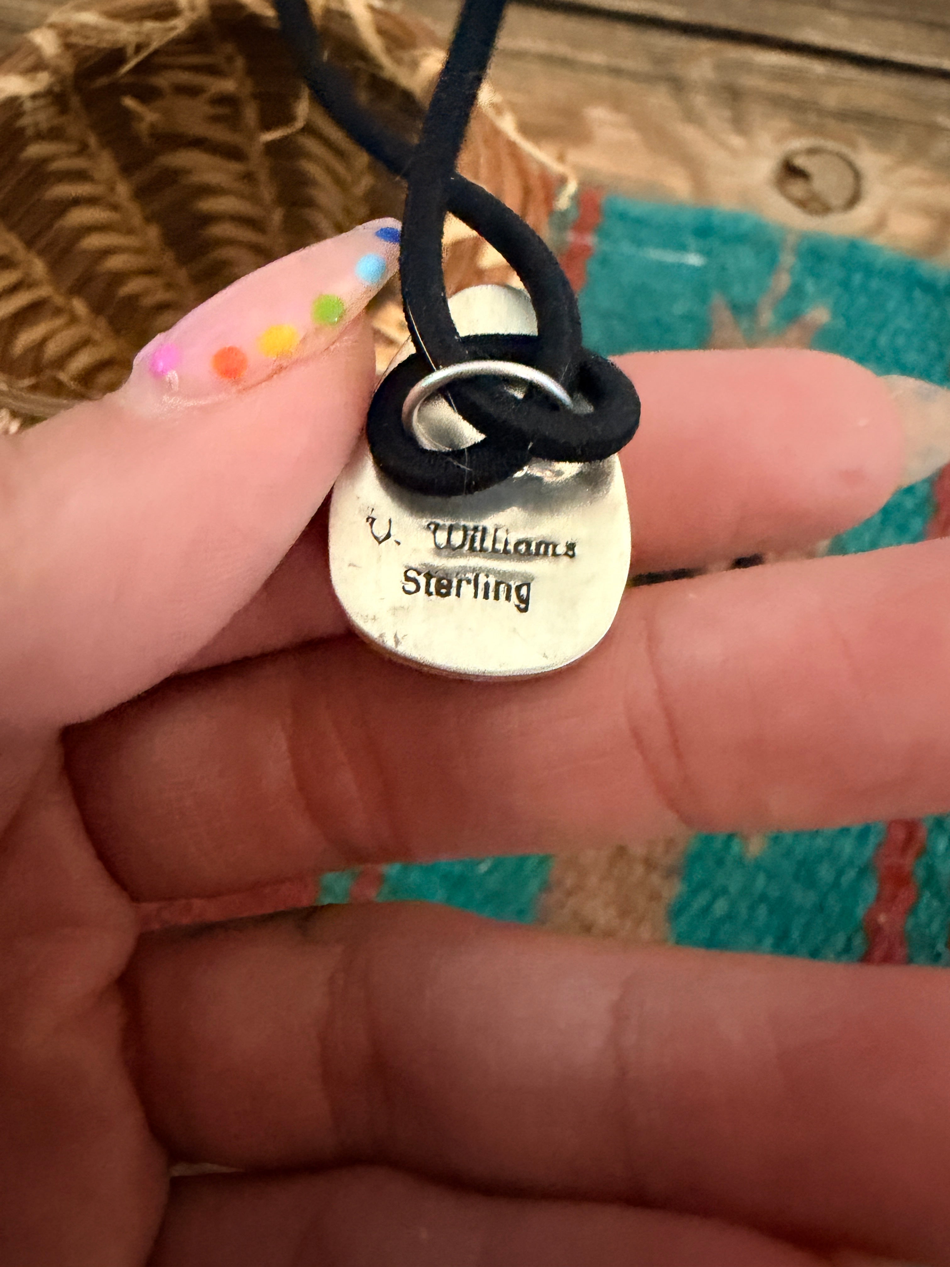 Handcrafted Golden Hills Turquoise & Sterling Silver Hair Tie Charm