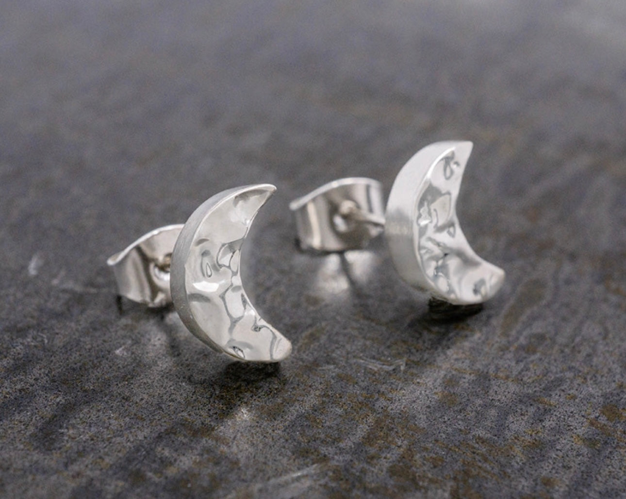 Hammered Moon Studs