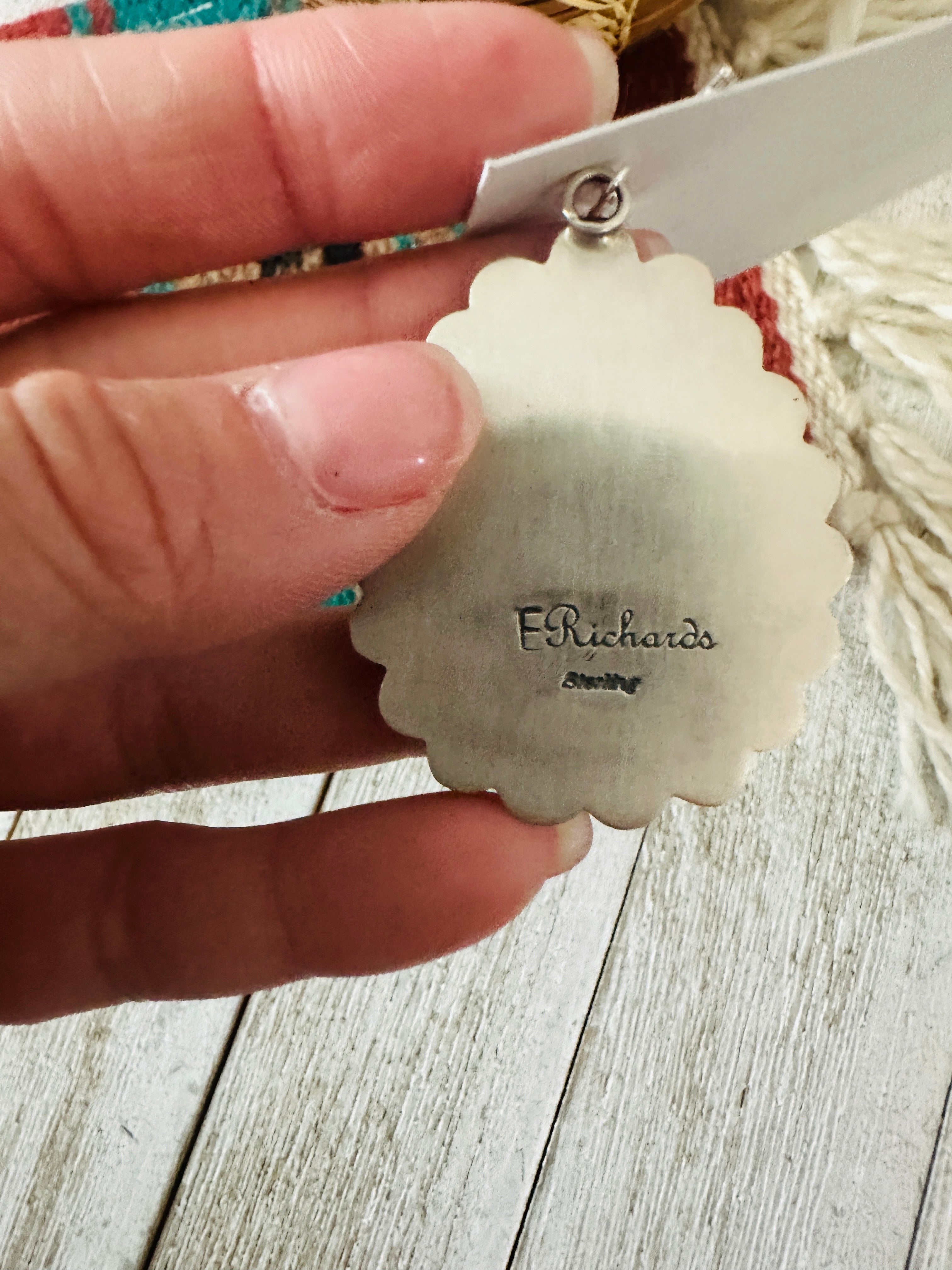 Navajo Sterling Silver & Red Spiny Cluster Dangle Earrings