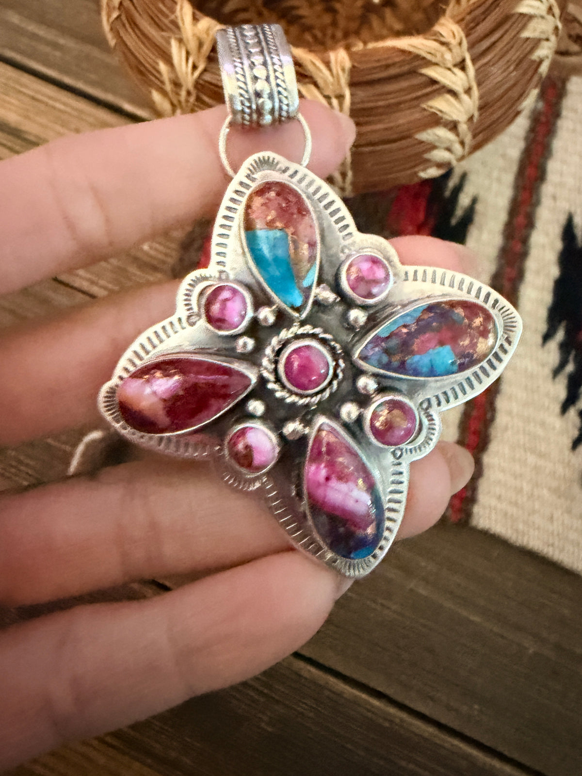 Handcrafted Sterling Silver & Pink Dream Mojave Pendant by Alice McShirley