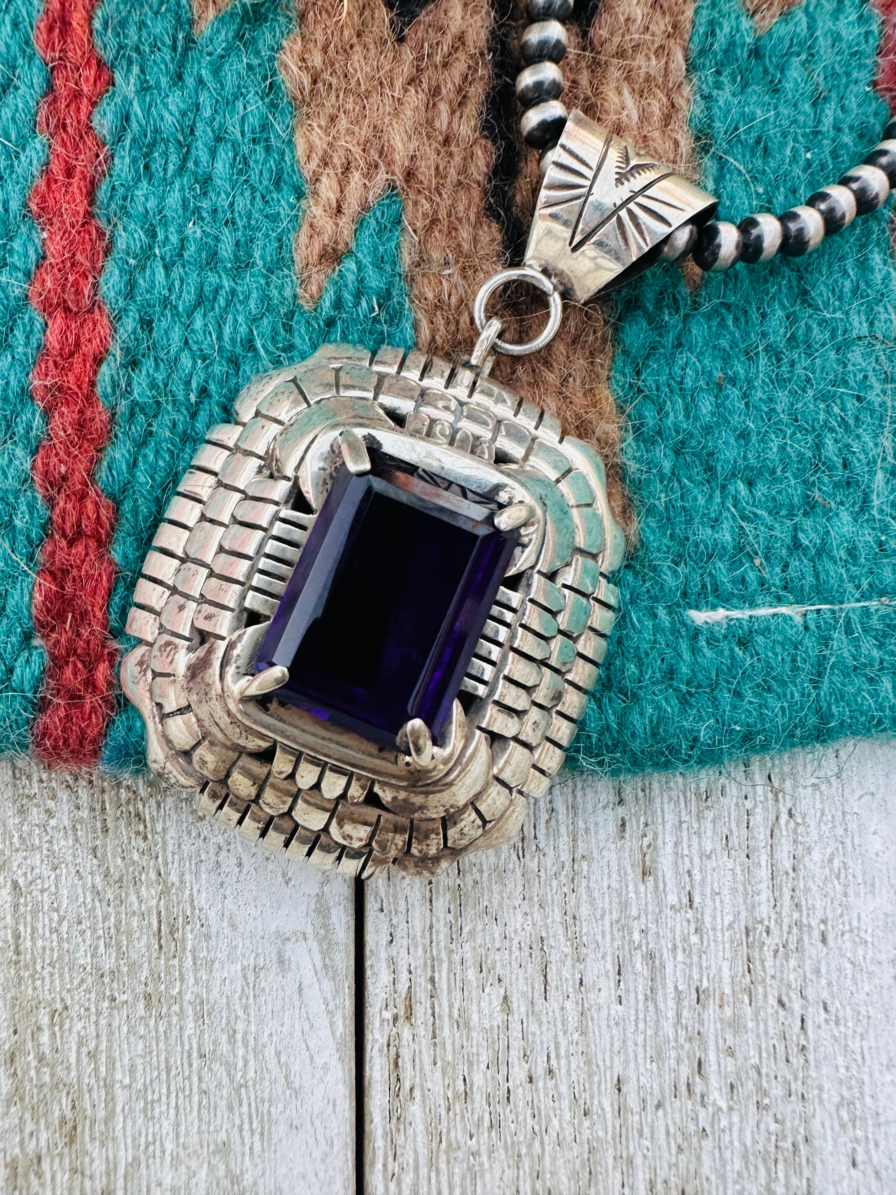 Handcrafted Old Pawn Sterling Silver & Amethyst Pendant