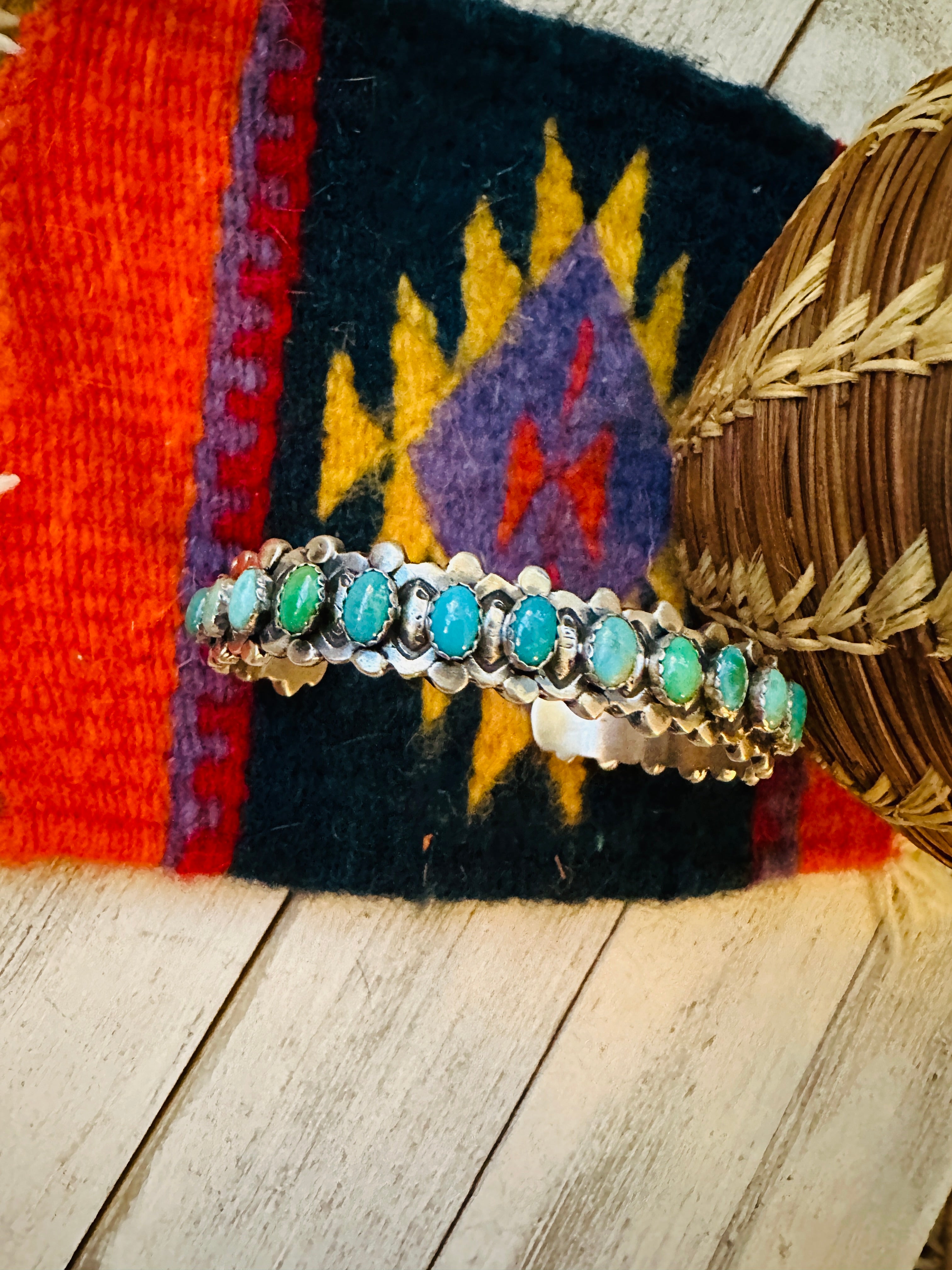 Navajo Sterling Silver & Turquoise Cuff Bracelet