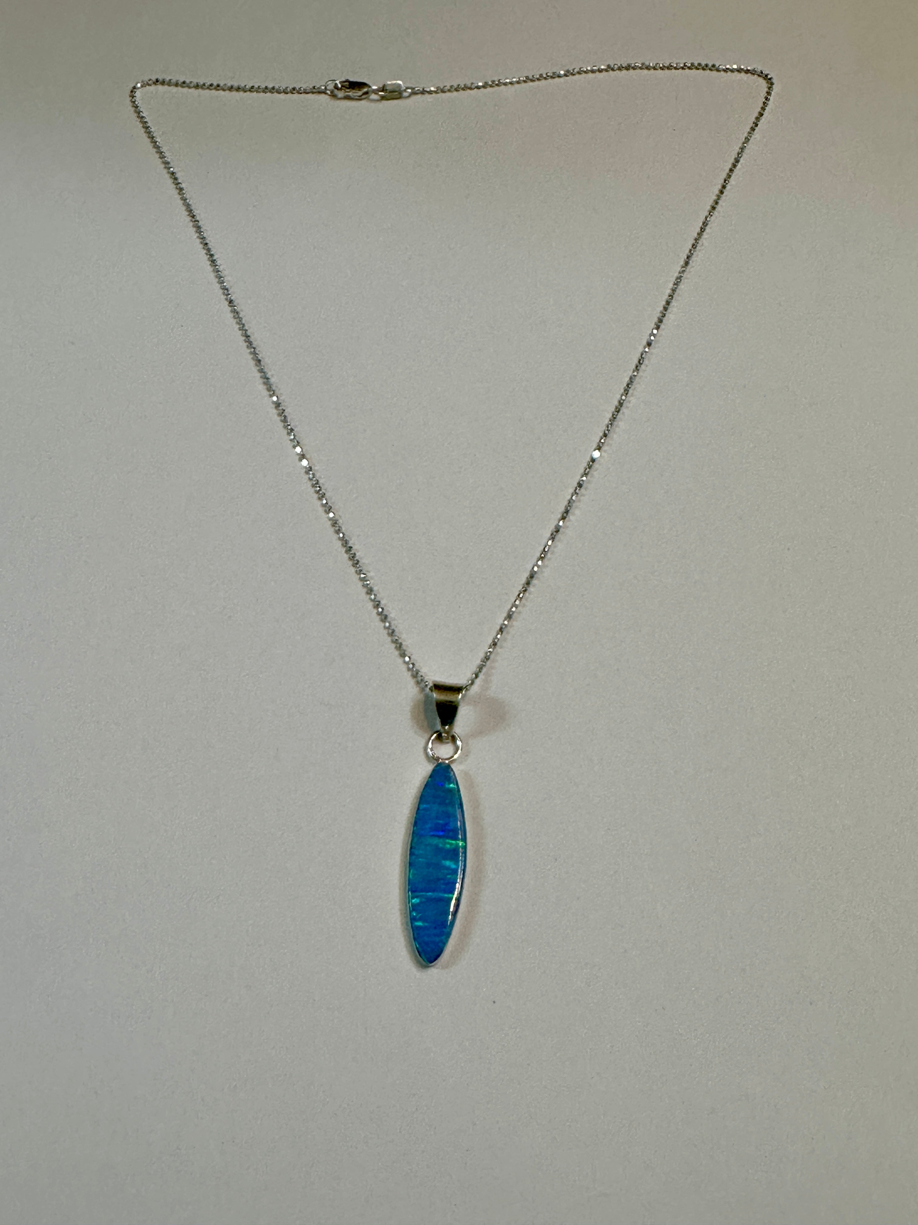 Blue Opal Surfboard Pendant Necklace