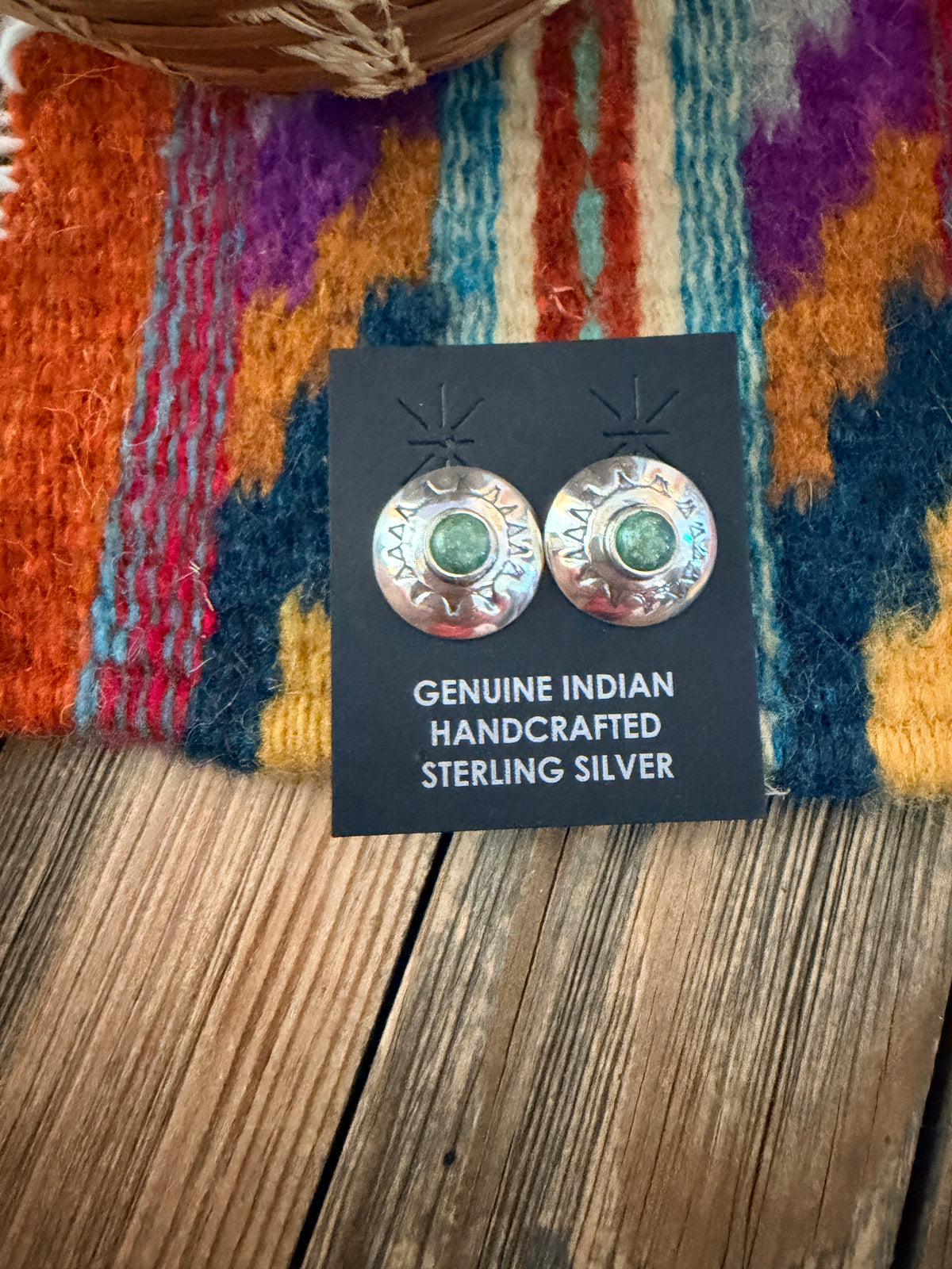 Handcrafted Sterling Silver & Turquoise Concho Stud Earrings