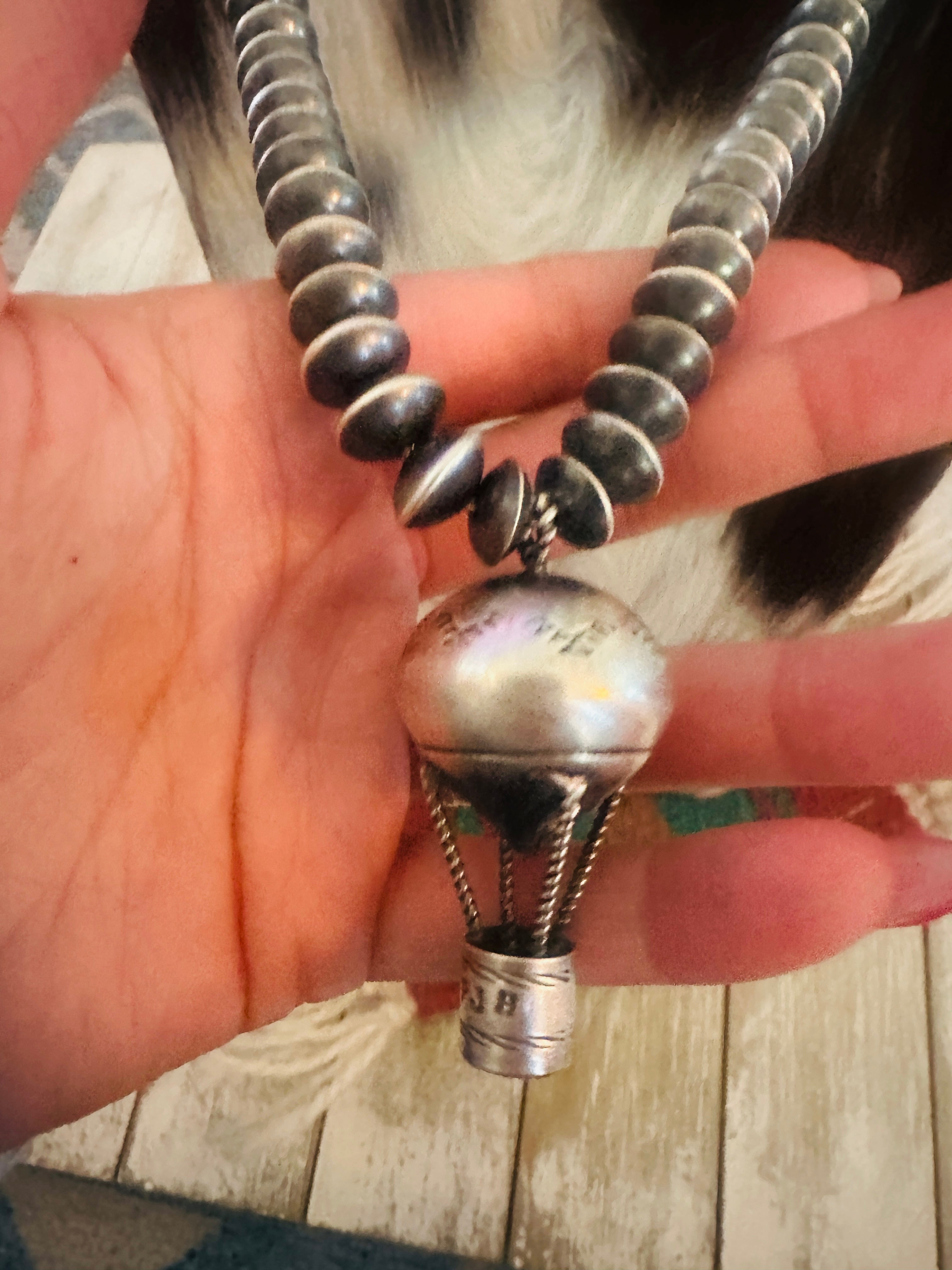 Handcrafted Sterling Silver Pearl Beaded Hot Air Balloon Necklace