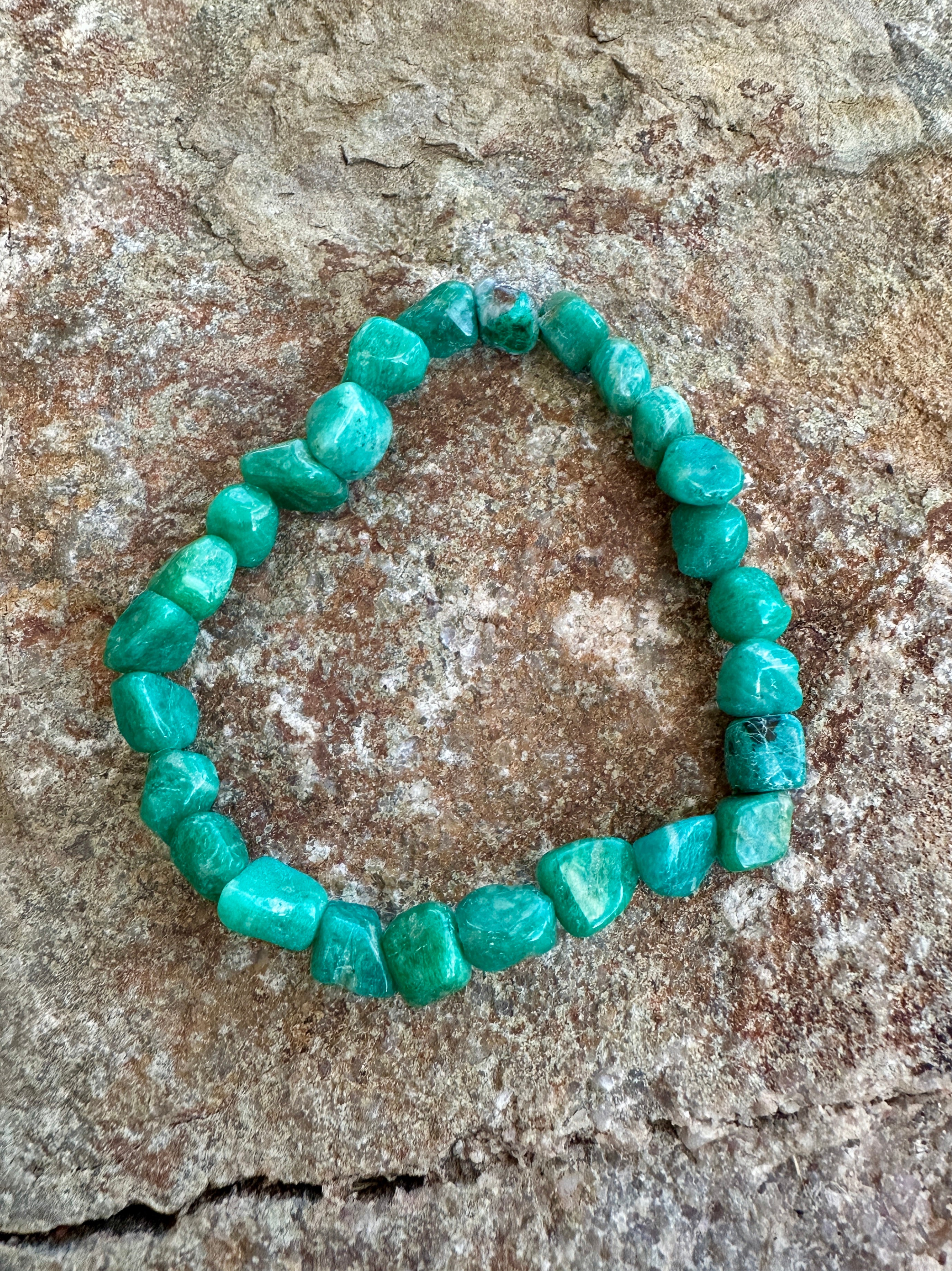 Green Amazonite Nugget Stretch Bracelet