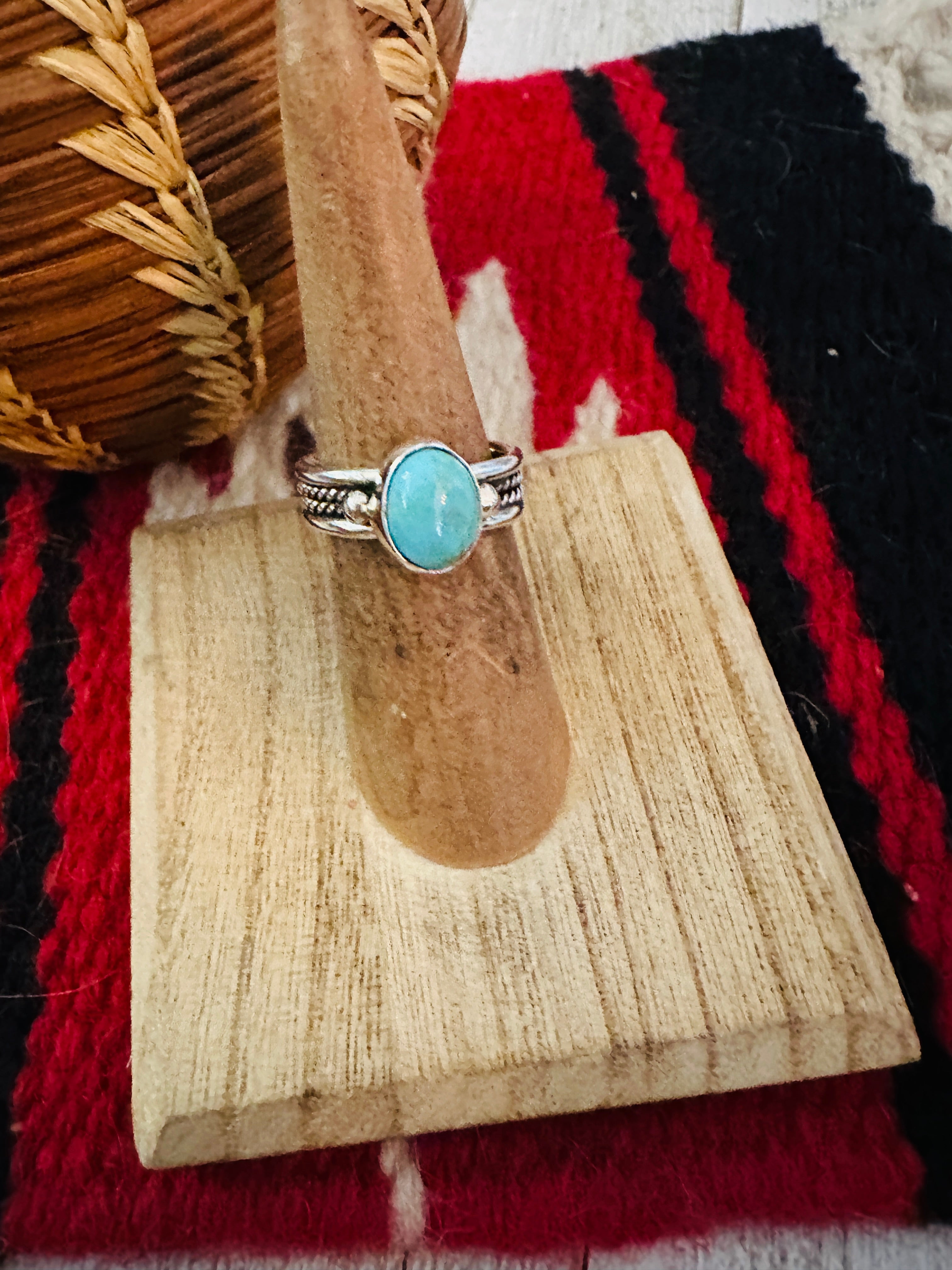 Navajo Turquoise & Sterling Silver Ring Size 5