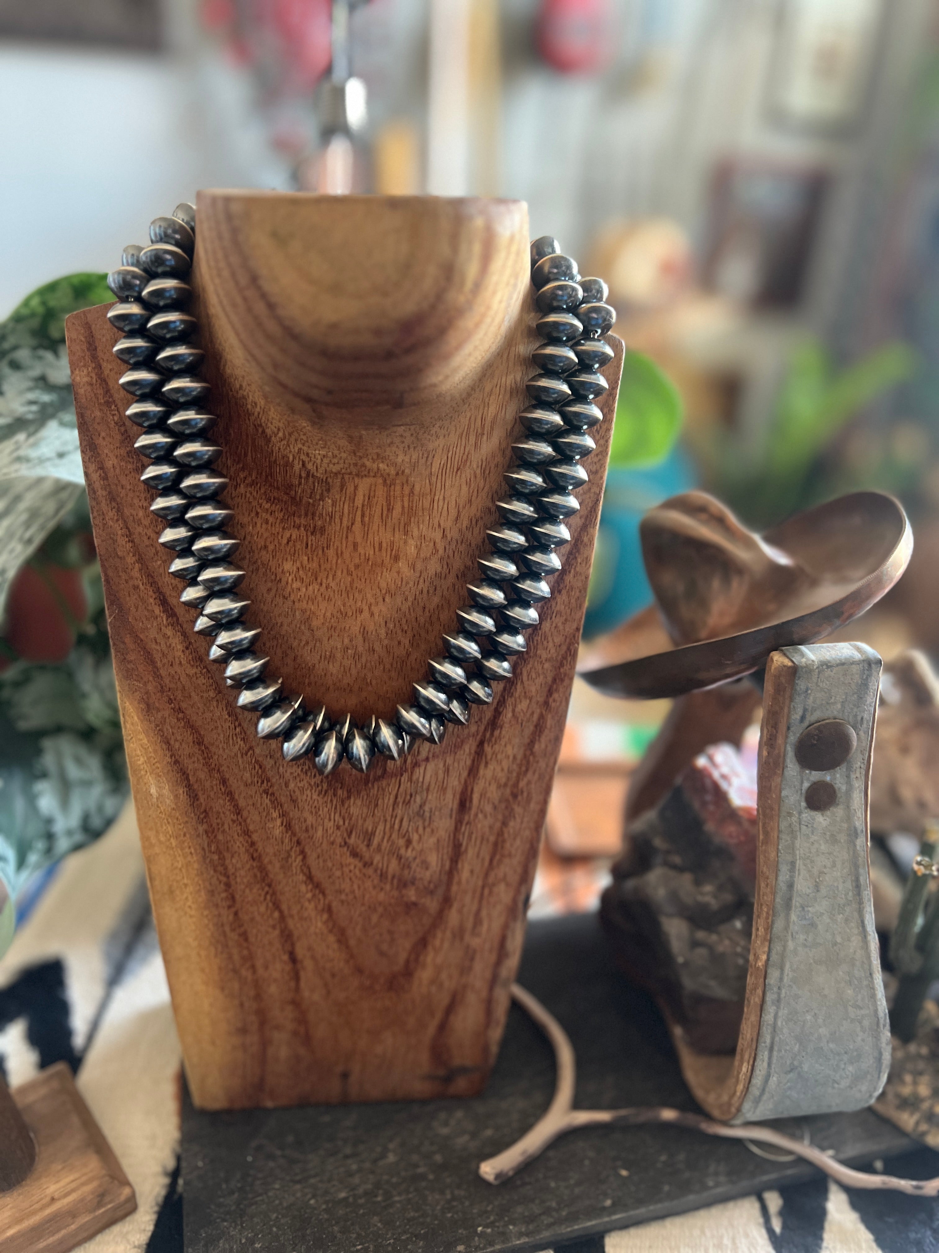 Handcrafted 13.5mm Sterling Silver Saucer Pearl Bead Necklace by Michelle Jameson, 18 inches
