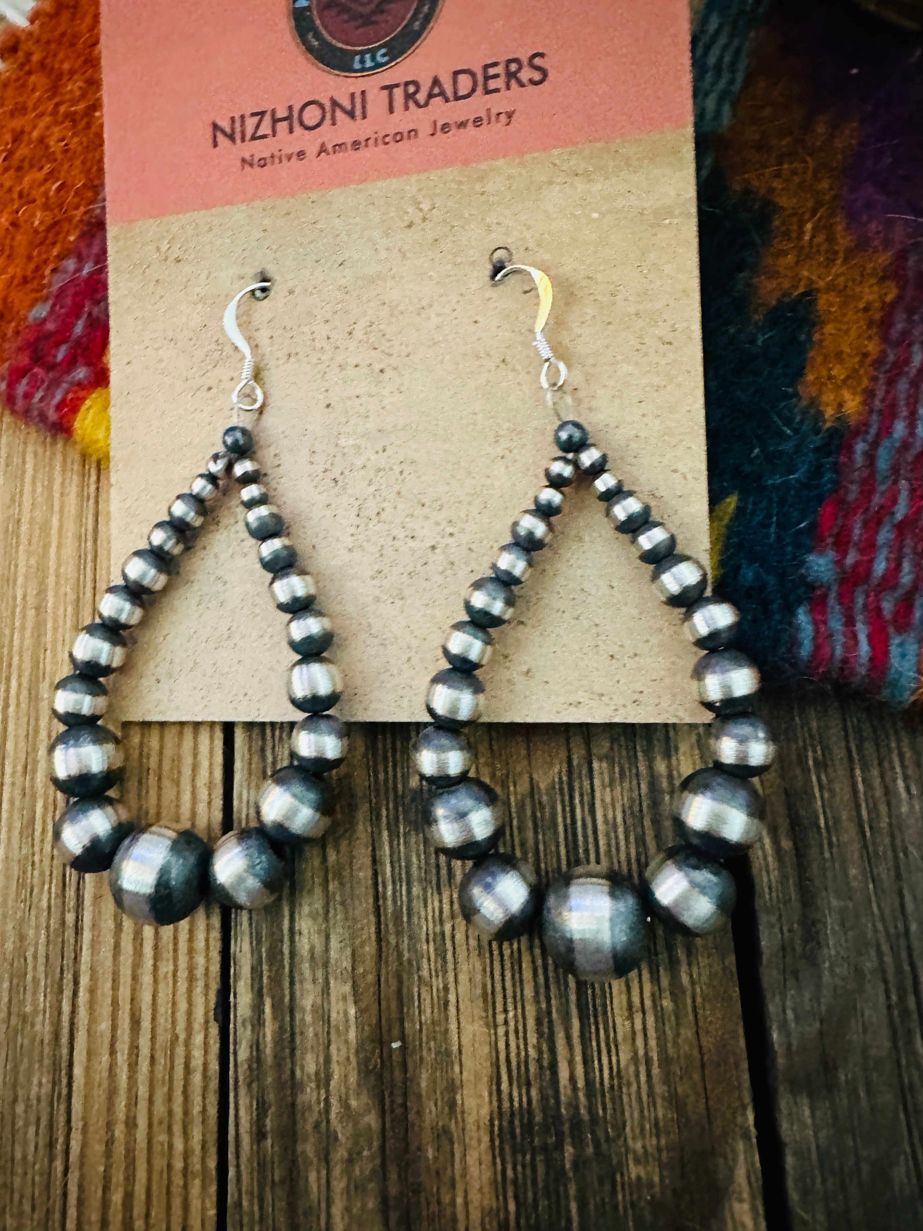 Handcrafted Sterling Silver Pearl Beaded Dangle Hoop Earrings