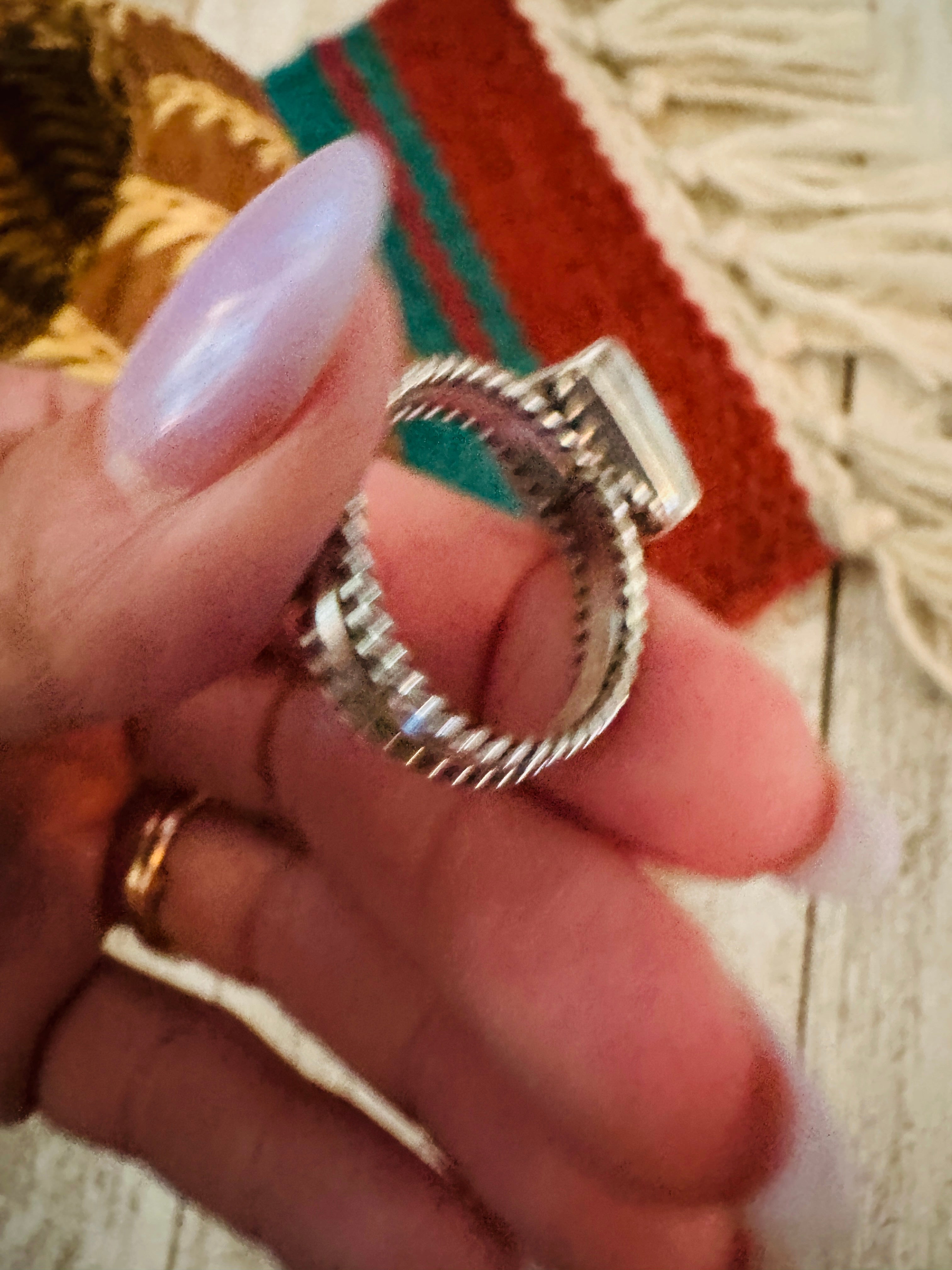 Handcrafted Sterling Silver & Turquoise Ring Size 9