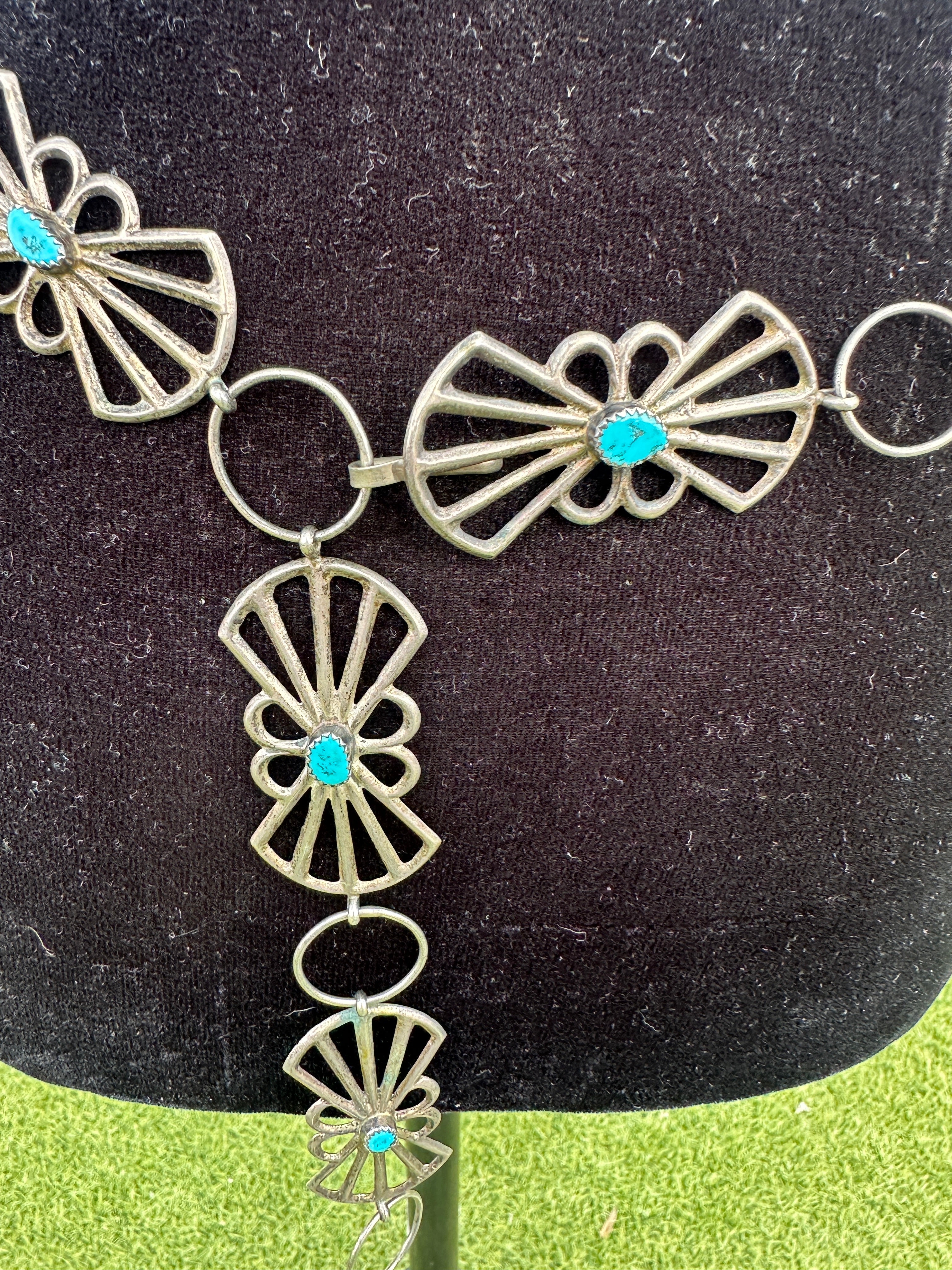 Handcrafted Vintage Old Pawn Turquoise & Sterling Silver Belt