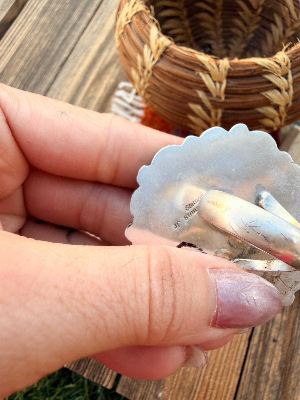 Handcrafted Sonoran Mountain Turquoise & Sterling Silver Liberty Dime Adjustable Ring by Michael Thomas Jr