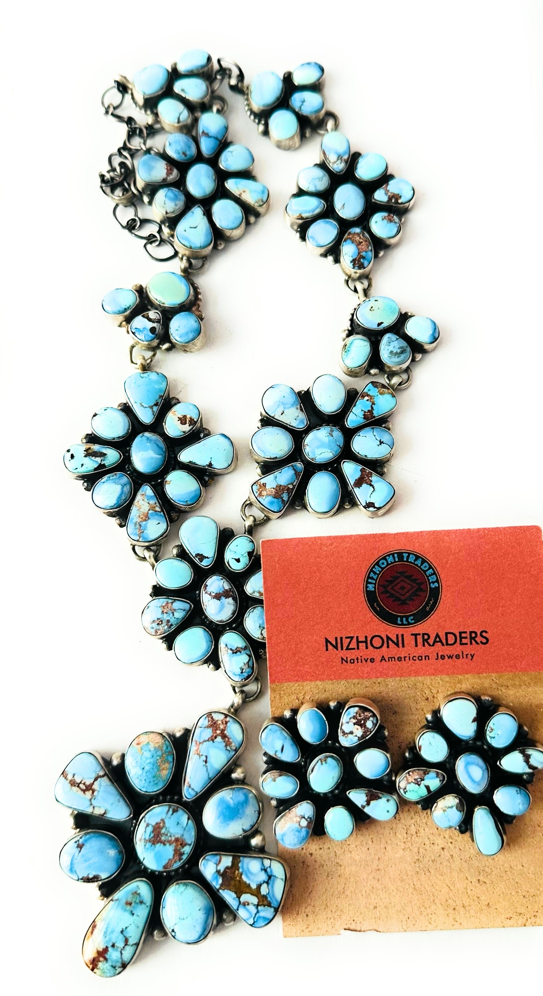 Navajo Golden Hills Turquoise & Sterling Silver Necklace Set by Sheila Becenti