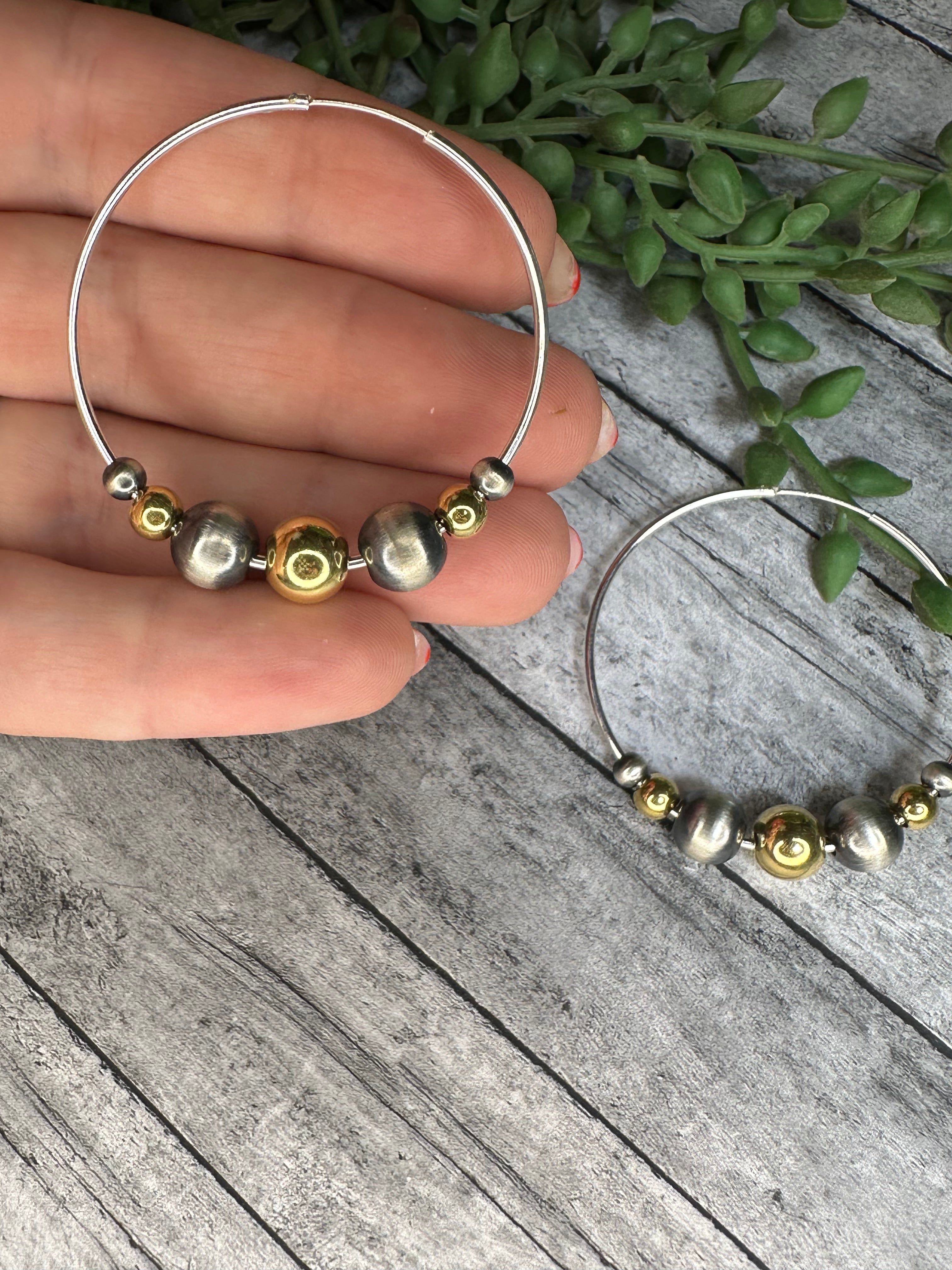 Handmade Sterling Silver Gold Plated Hoop Earrings