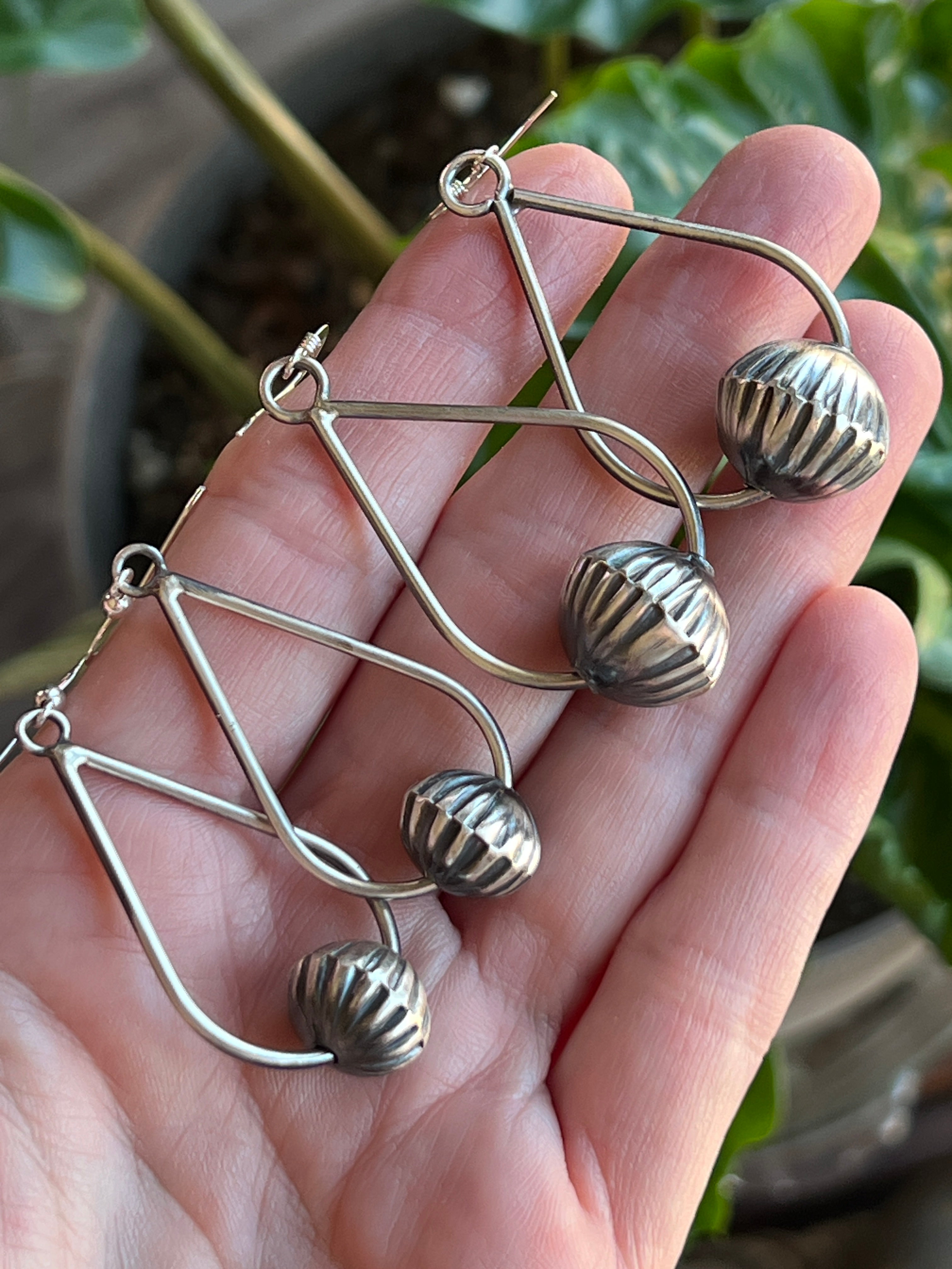 Sterling Silver Handcrafted Bead Drop Dangle Earrings by Preston Haley