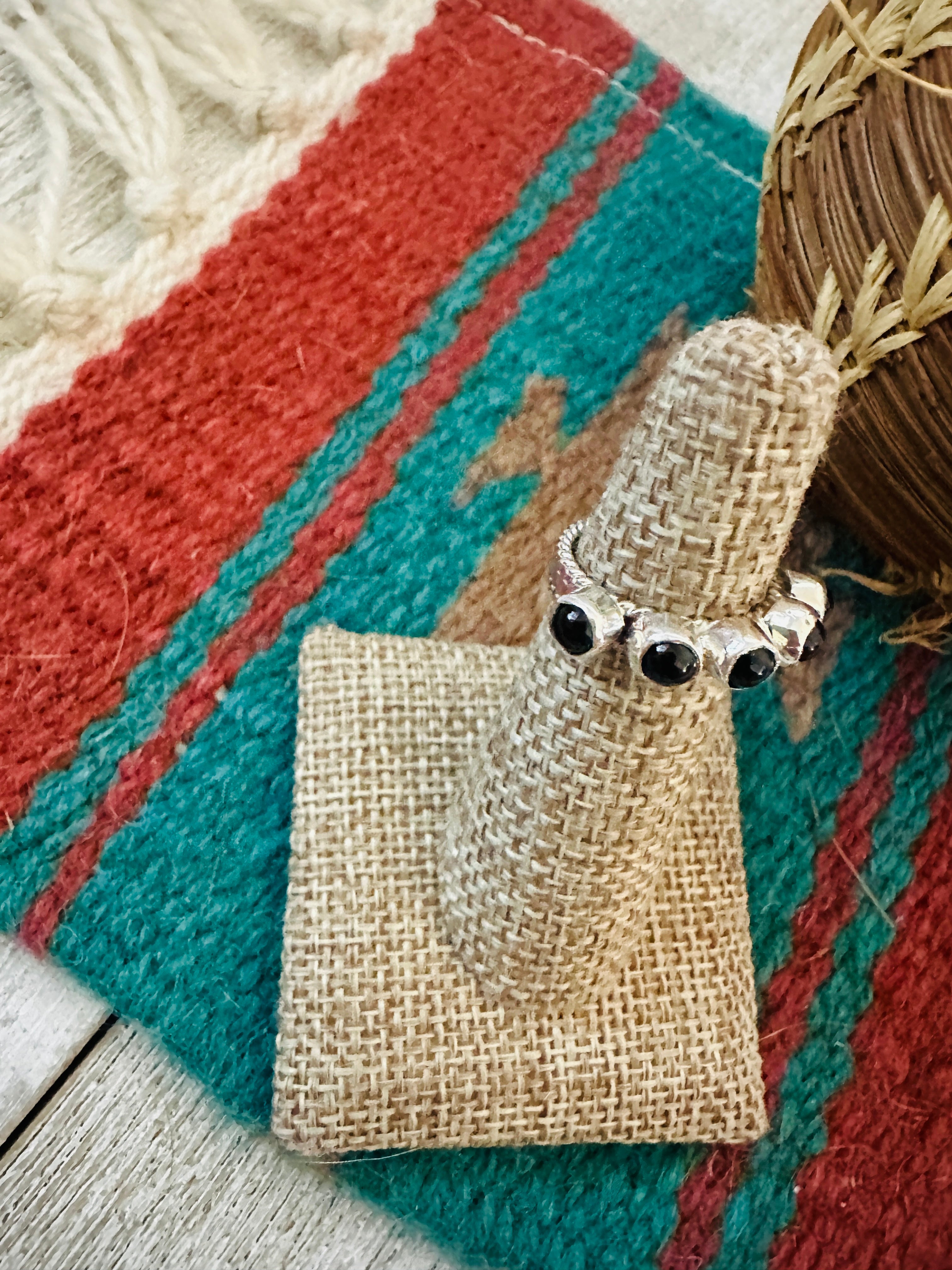 Navajo Onyx & Sterling Silver Band Ring Size 5