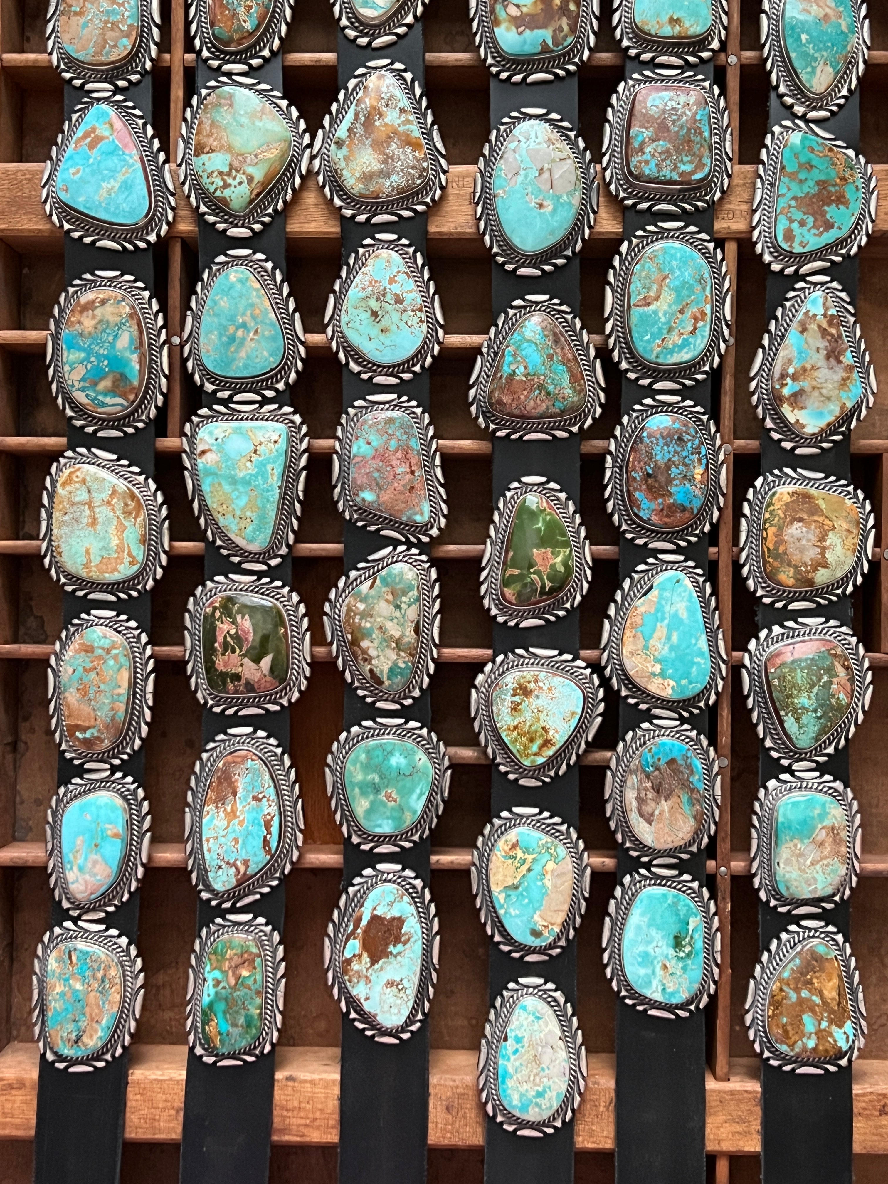 Stunning Handcrafted Sterling Silver and Royston Turquoise Concho Belts by Mary Ann Spencer: Six To Choose From!