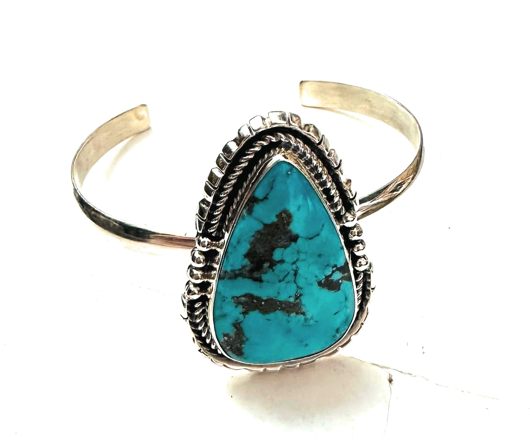 Navajo Kingman Turquoise And Sterling Silver Cuff Bracelet