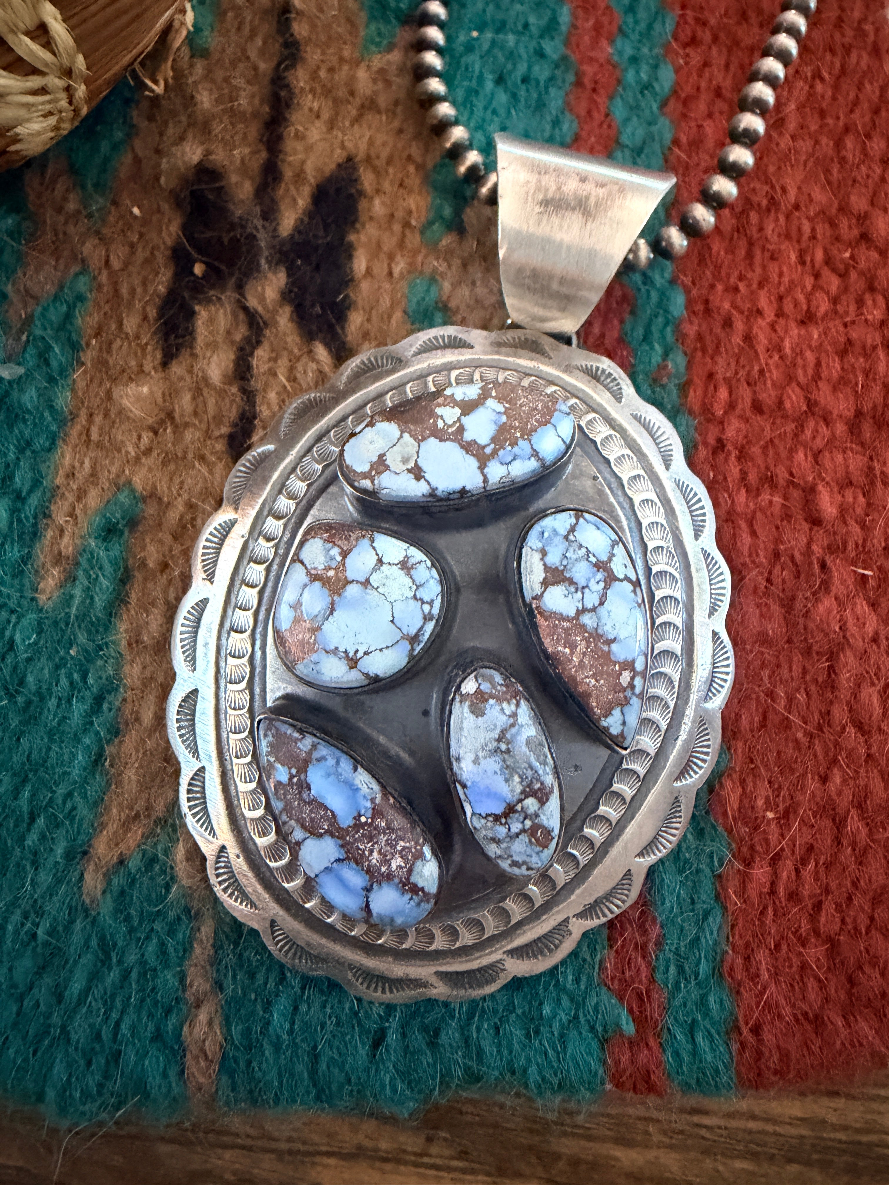 Handcrafted Sterling Silver & Golden Hills Turquoise Concho Pendant by Chimney Butte