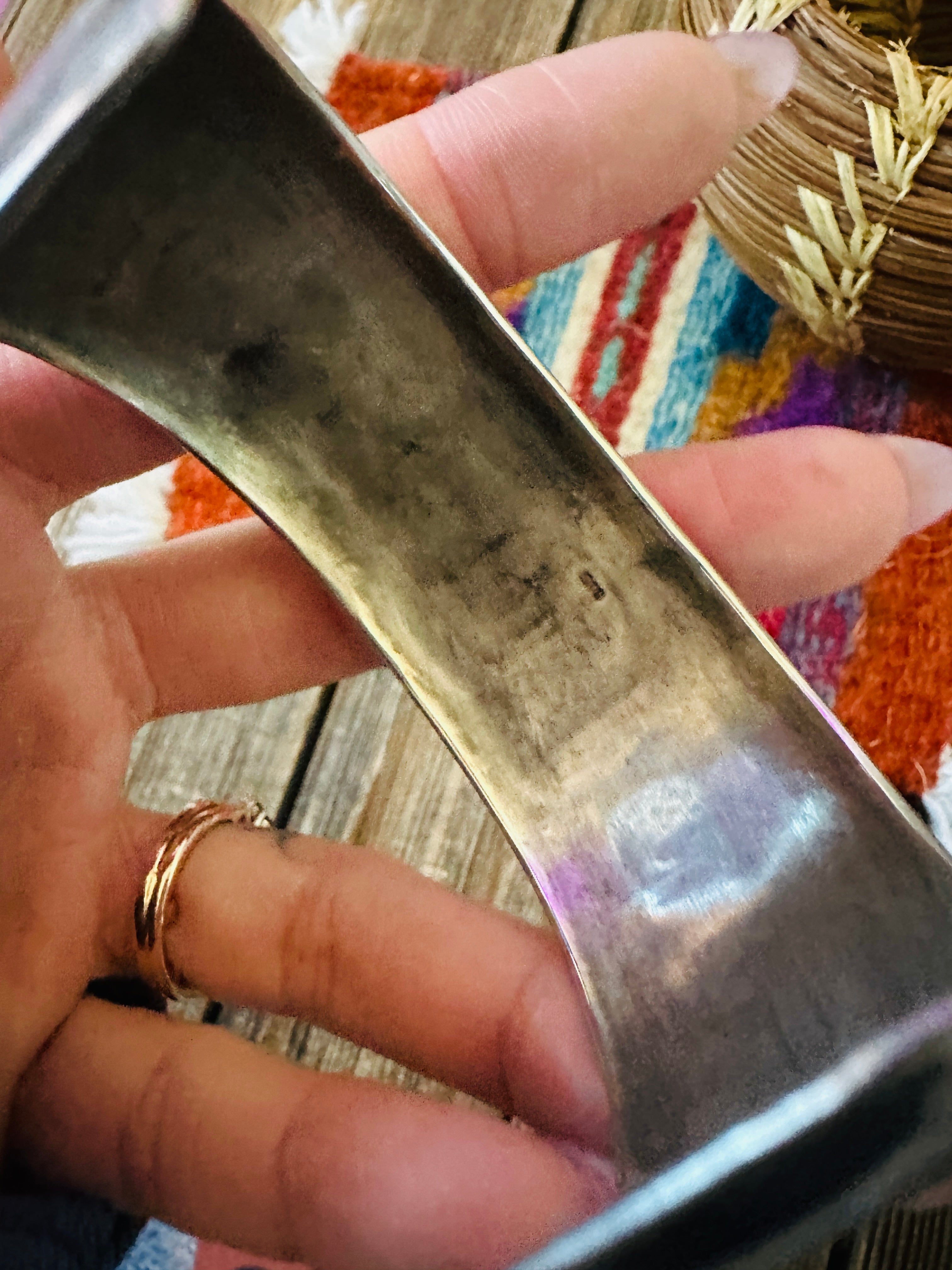 Handcrafted Old Pawn Sterling Silver Storyteller Cuff Bracelet