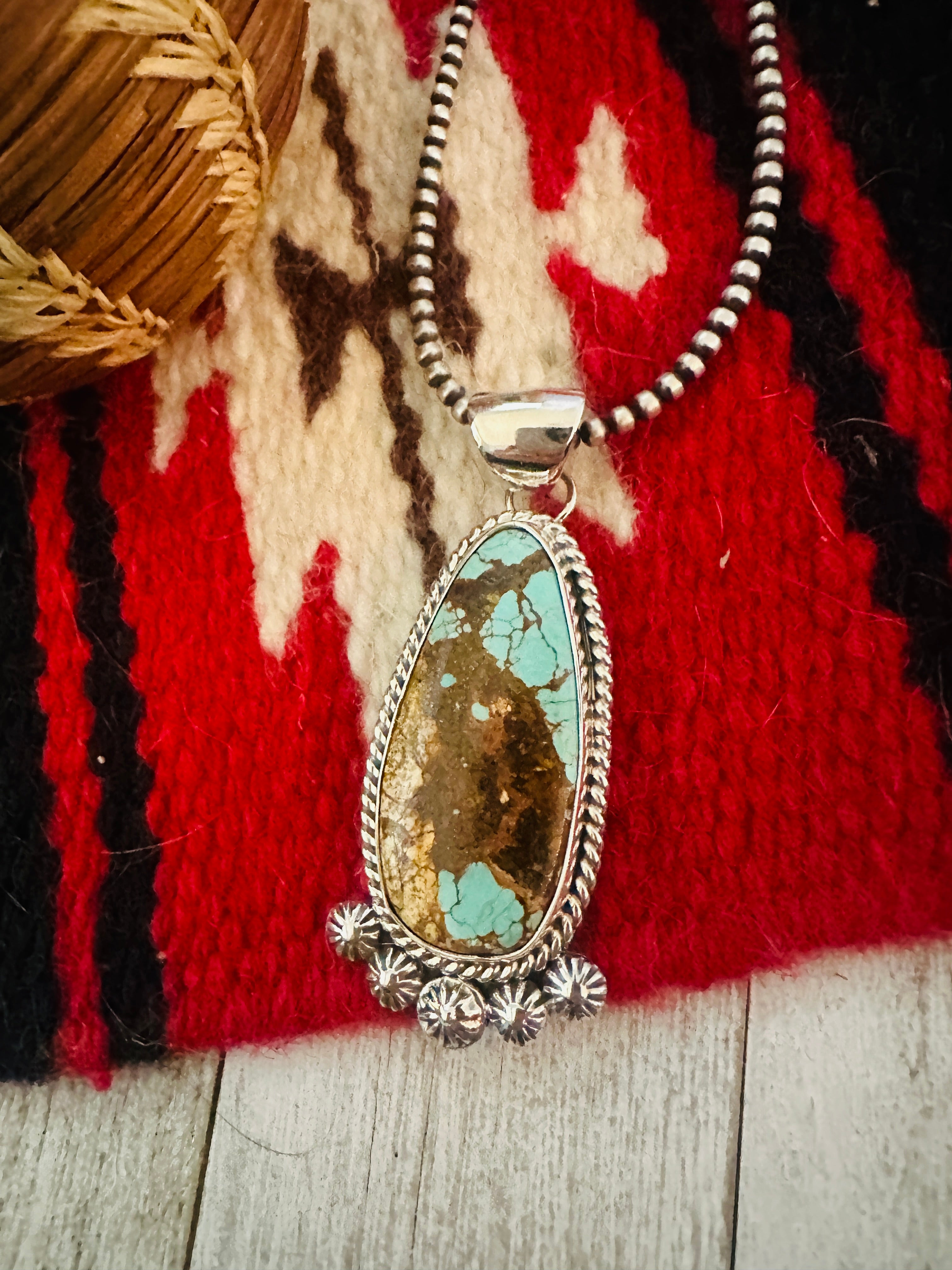 Navajo Number 8 Turquoise & Sterling Silver Pendant