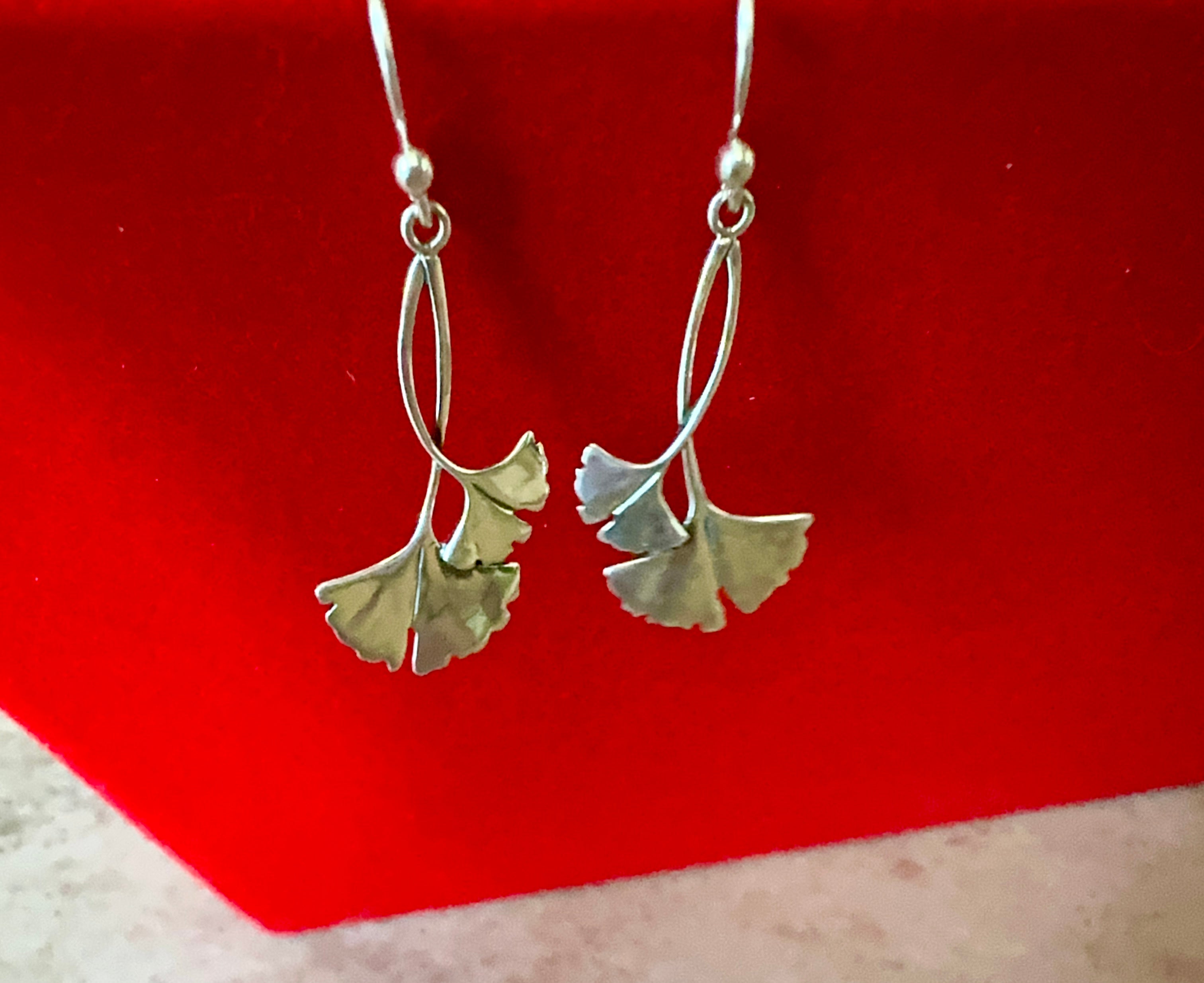 Sterling Silver Gingko Earrings