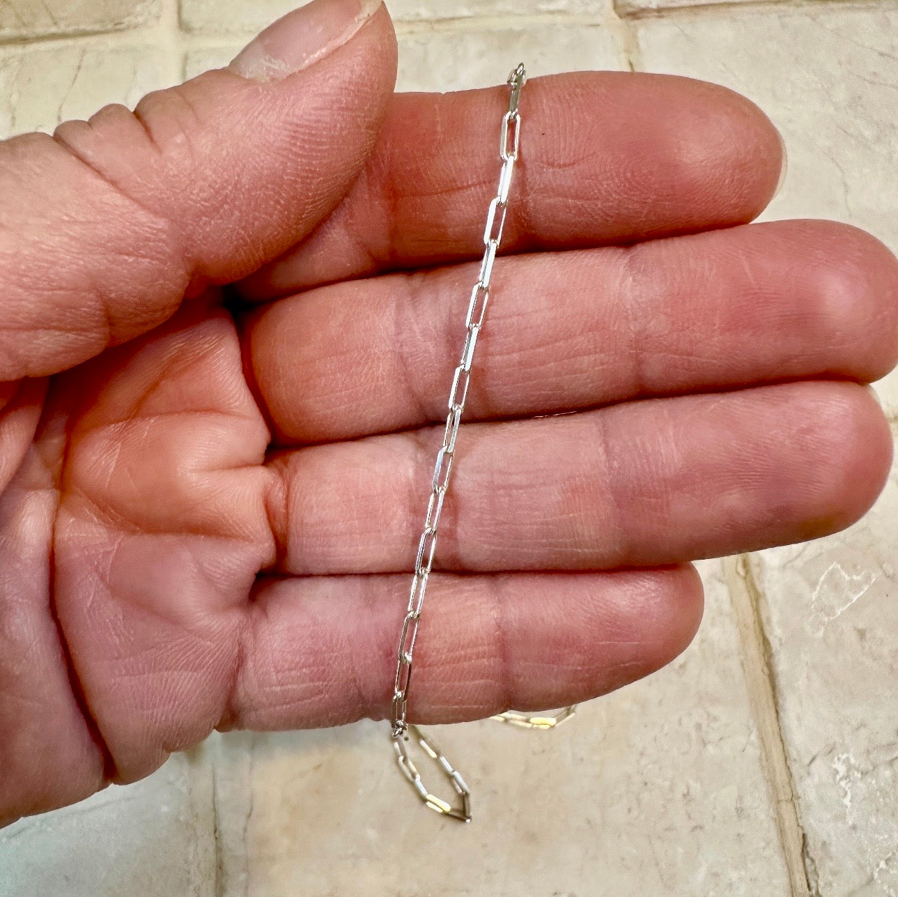 Paperclip Chain Sterling Silver Necklace 20”