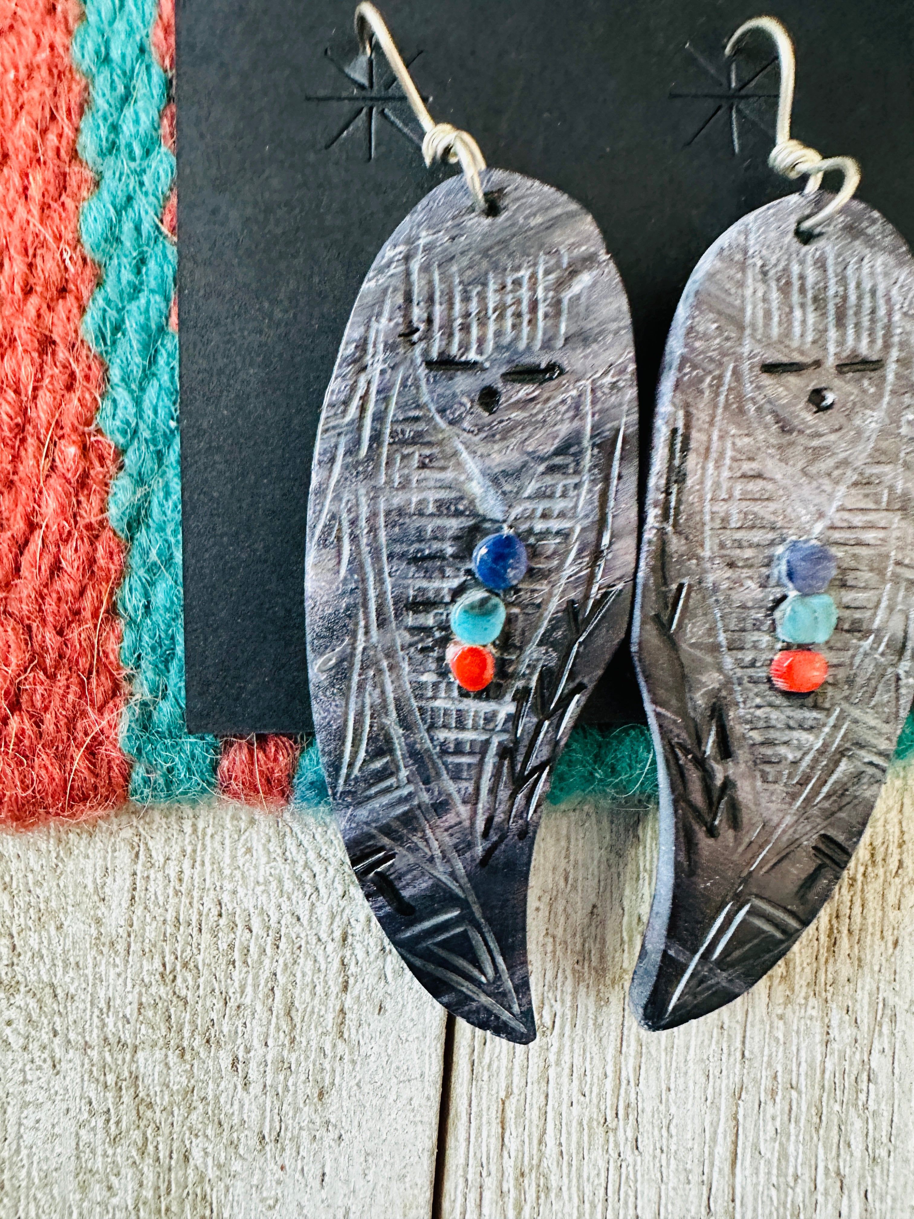 Handcrafted Multi Stone Corn Maiden Dangle Earrings