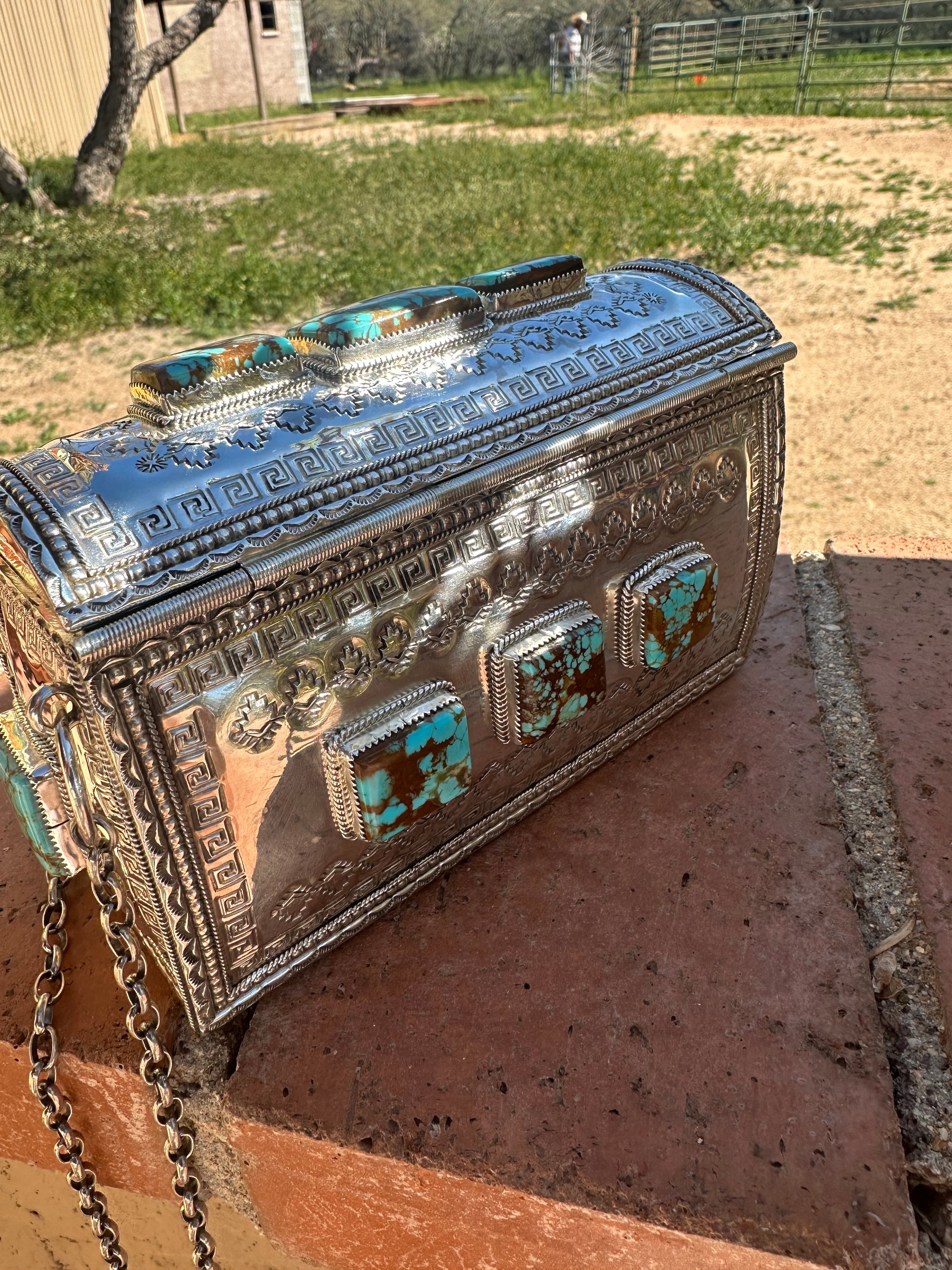 Handcrafted Sterling Silver and Royston Turquoise Purse by Wilford Begay