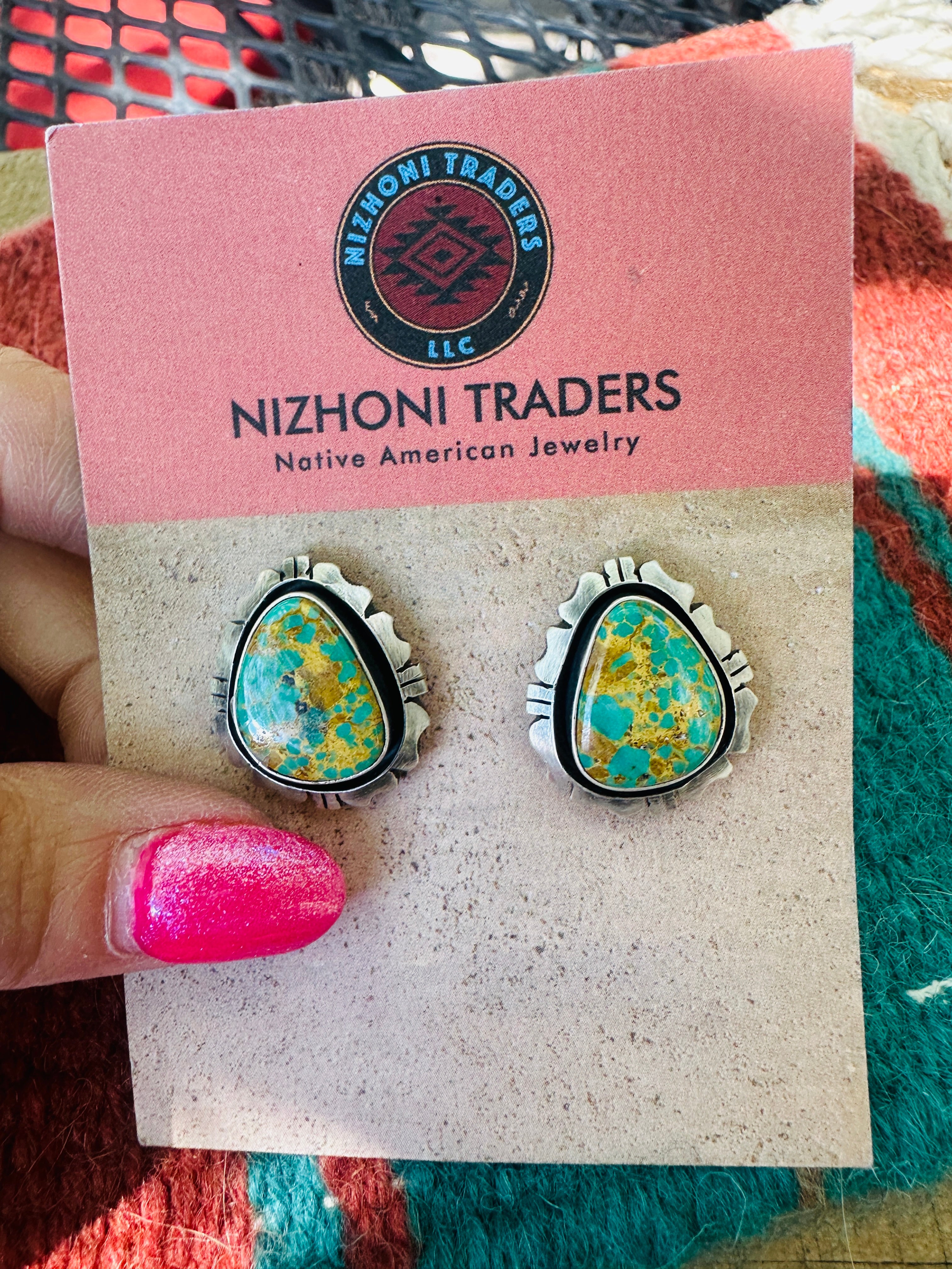 Handcrafted Sterling Silver & Royston Turquoise Post Earrings