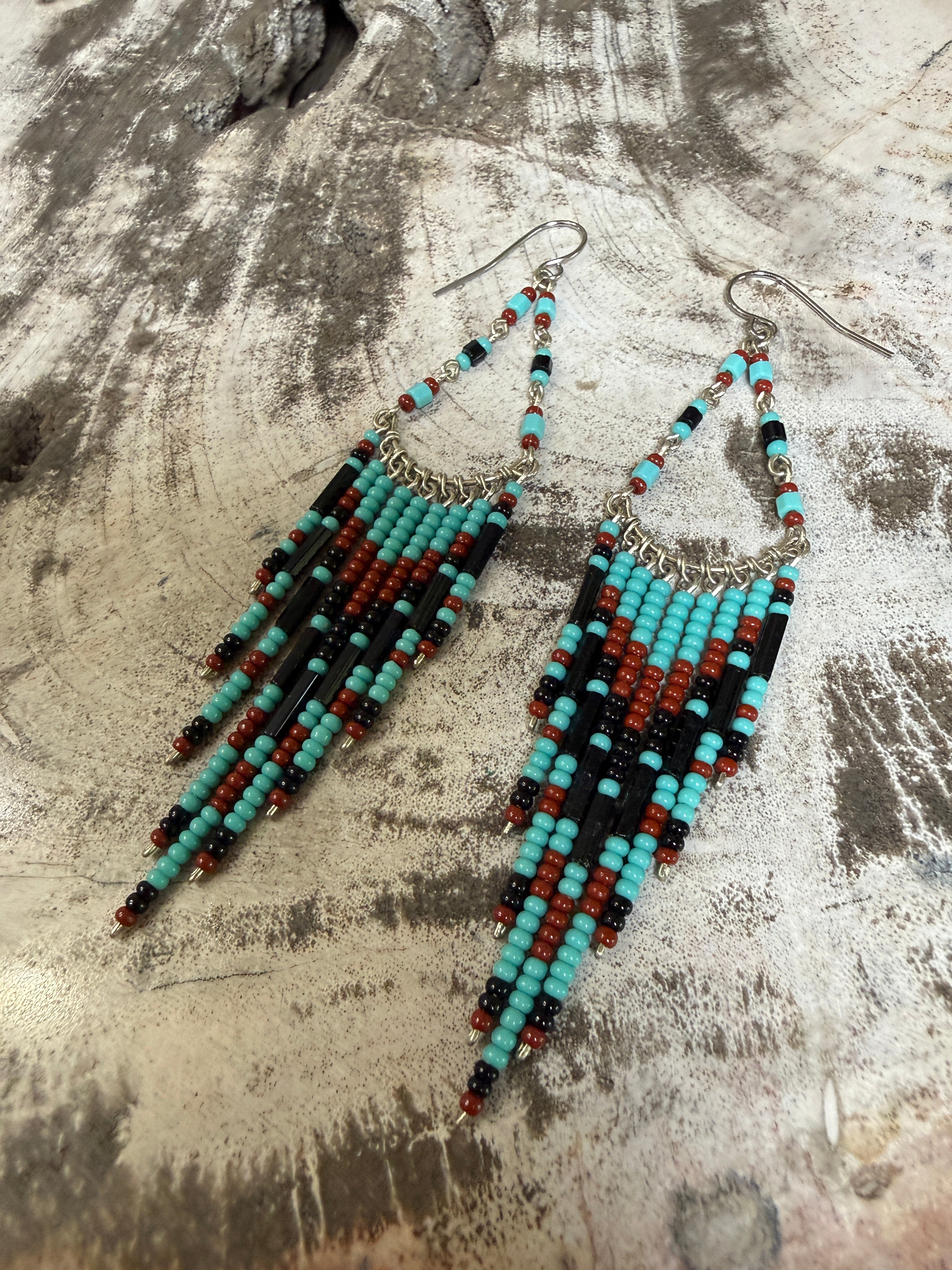 “The Golden Collection”  Desert Dancer Handmade Multi Color Beaded Earrings