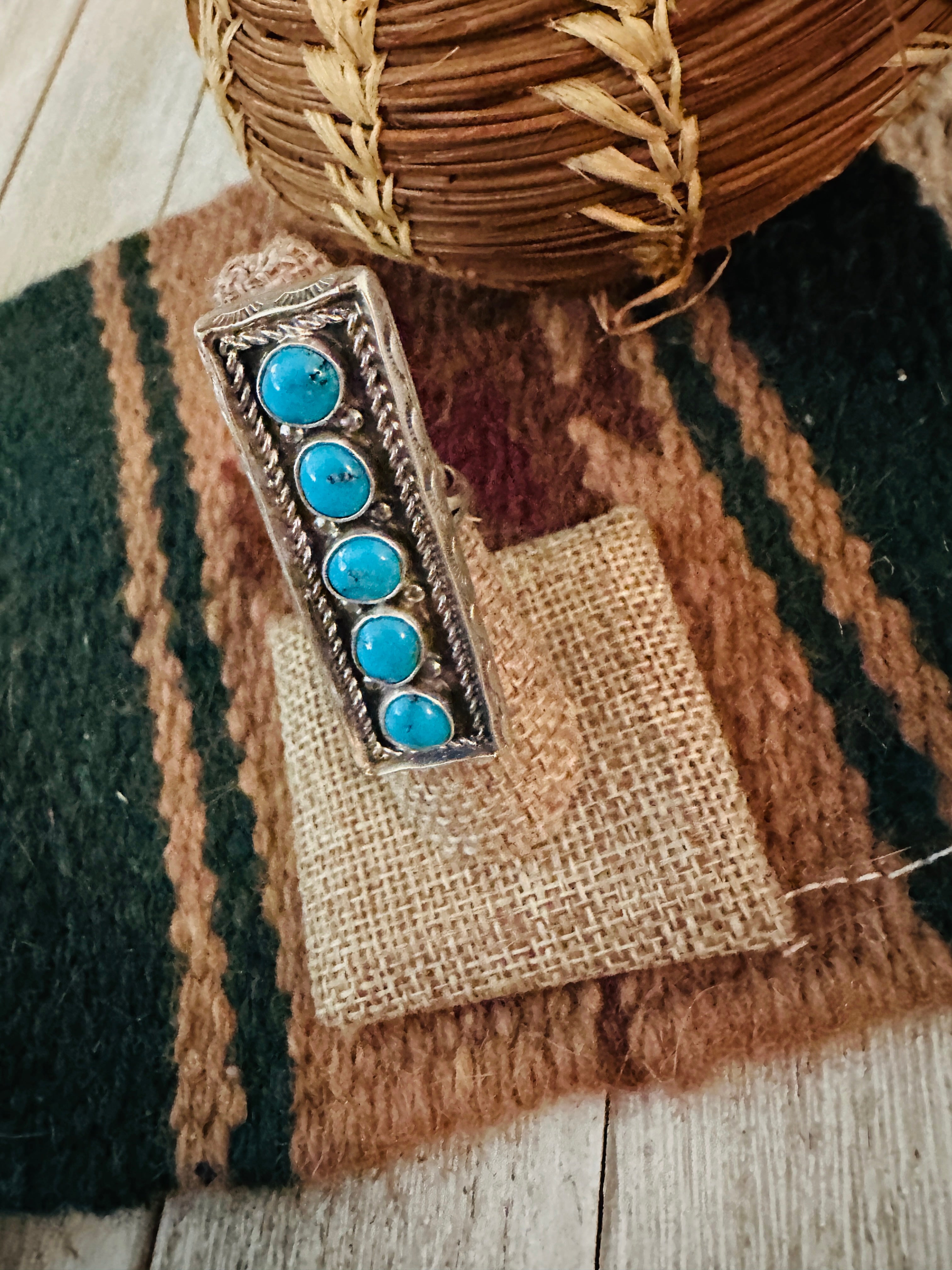 Handcrafted Sterling Silver & Turquoise Adjustable Ring