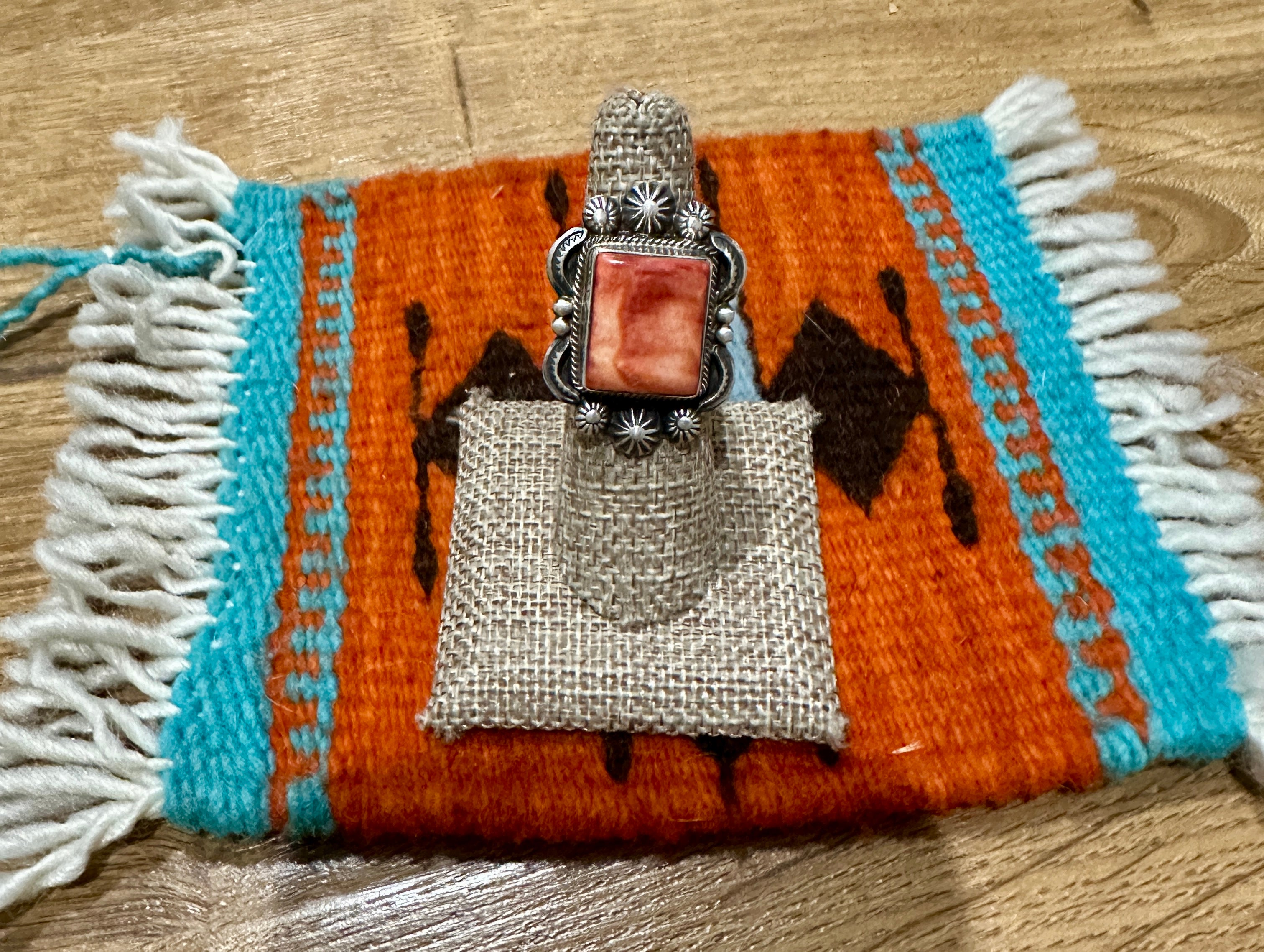 Handcrafted Sterling Silver & Orange Spiny Ring