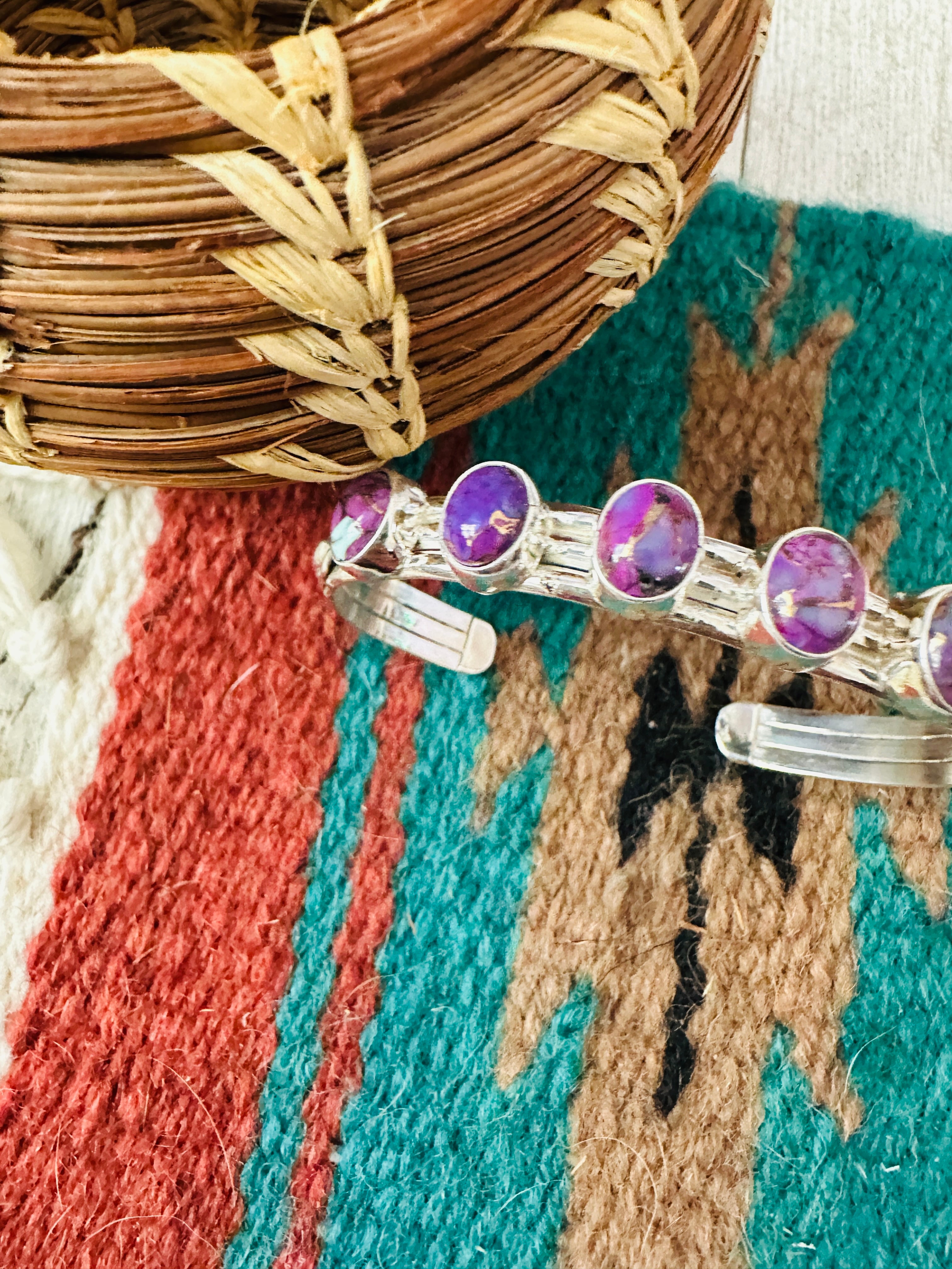 Handcrafted Sterling Silver & Purple Mojave Cuff Bracelet