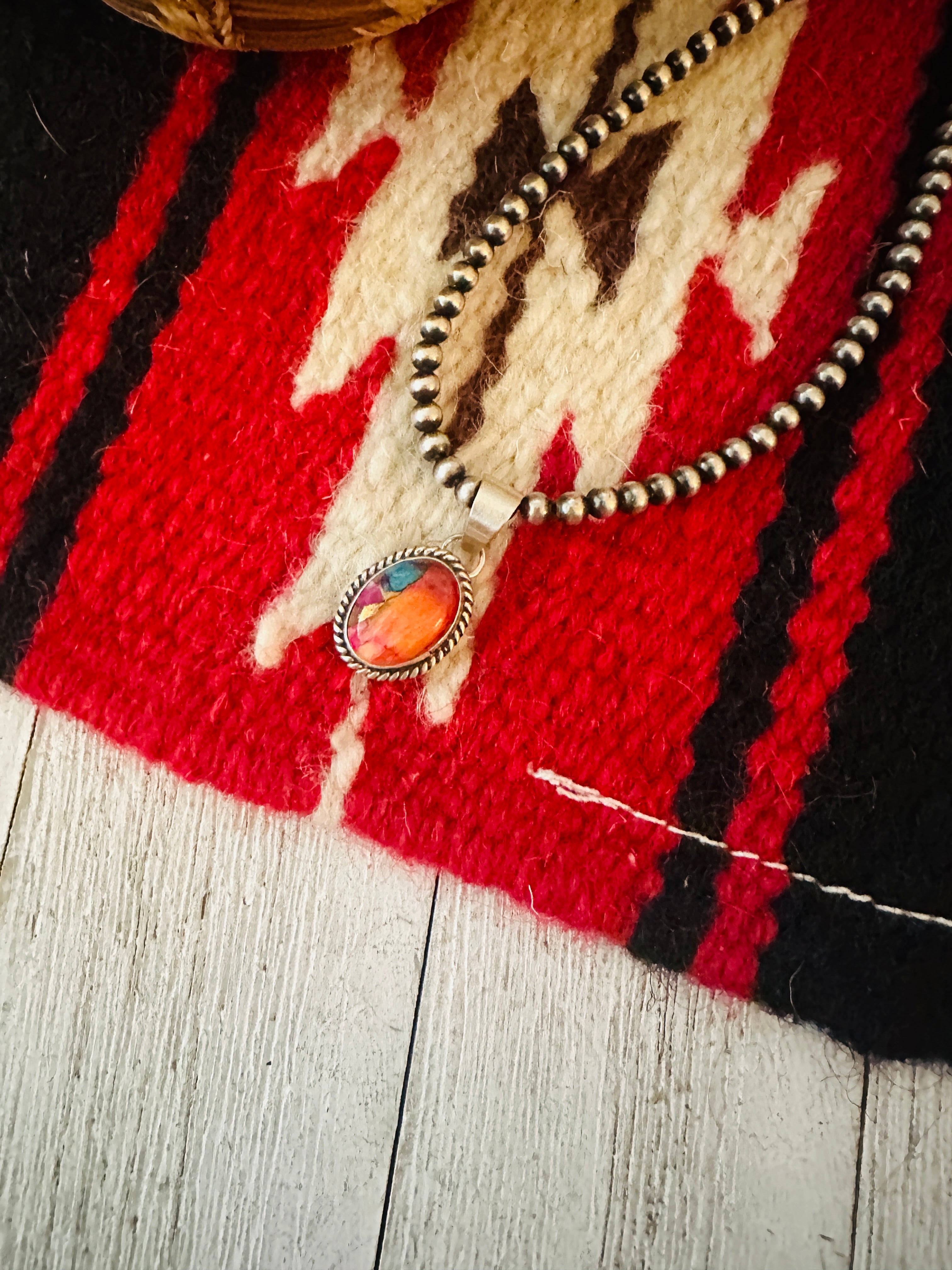 Navajo Sterling Silver & Pink Dream Mojave Pendant