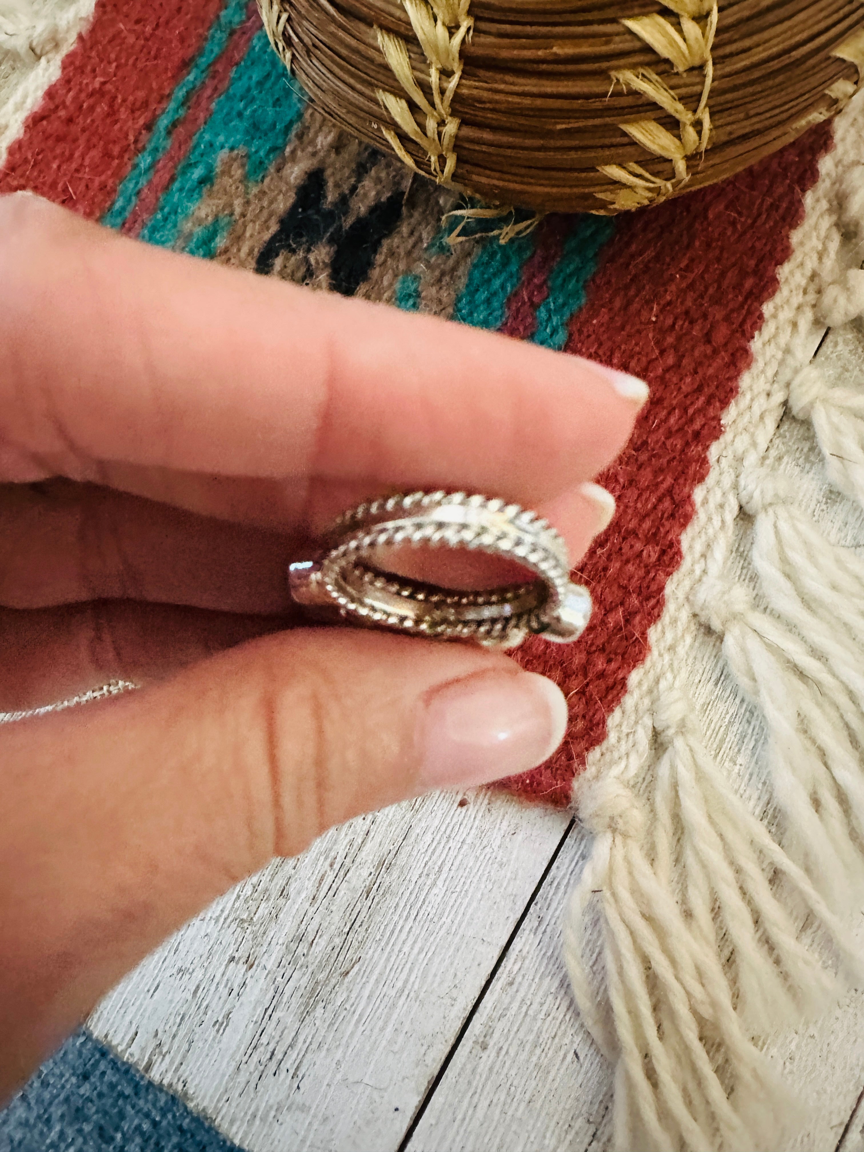 Navajo Onyx & Sterling Silver Band Ring Size 5