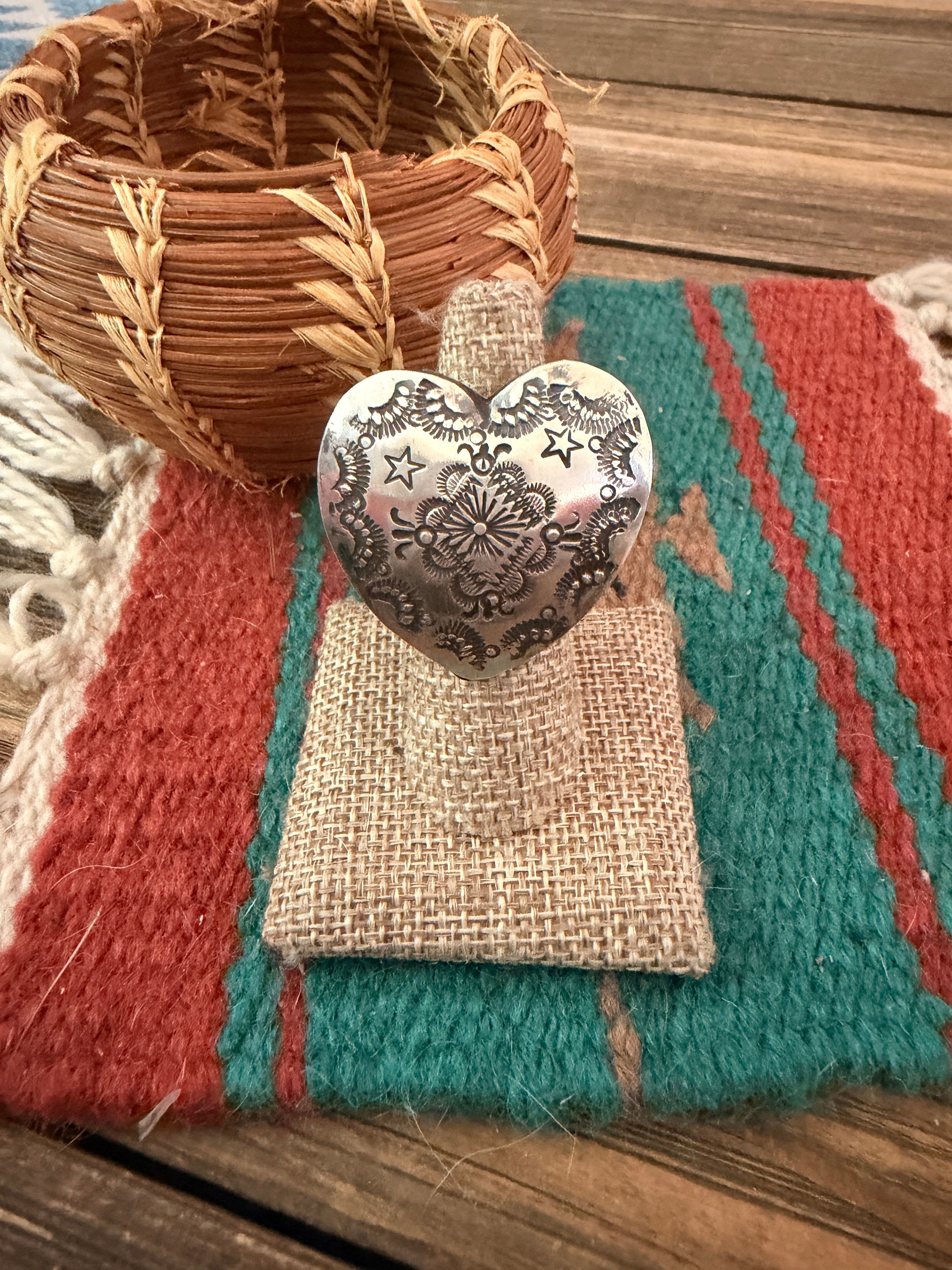 Handcrafted Sterling Silver Adjustable Heart Concho Ring by Vincent Platero