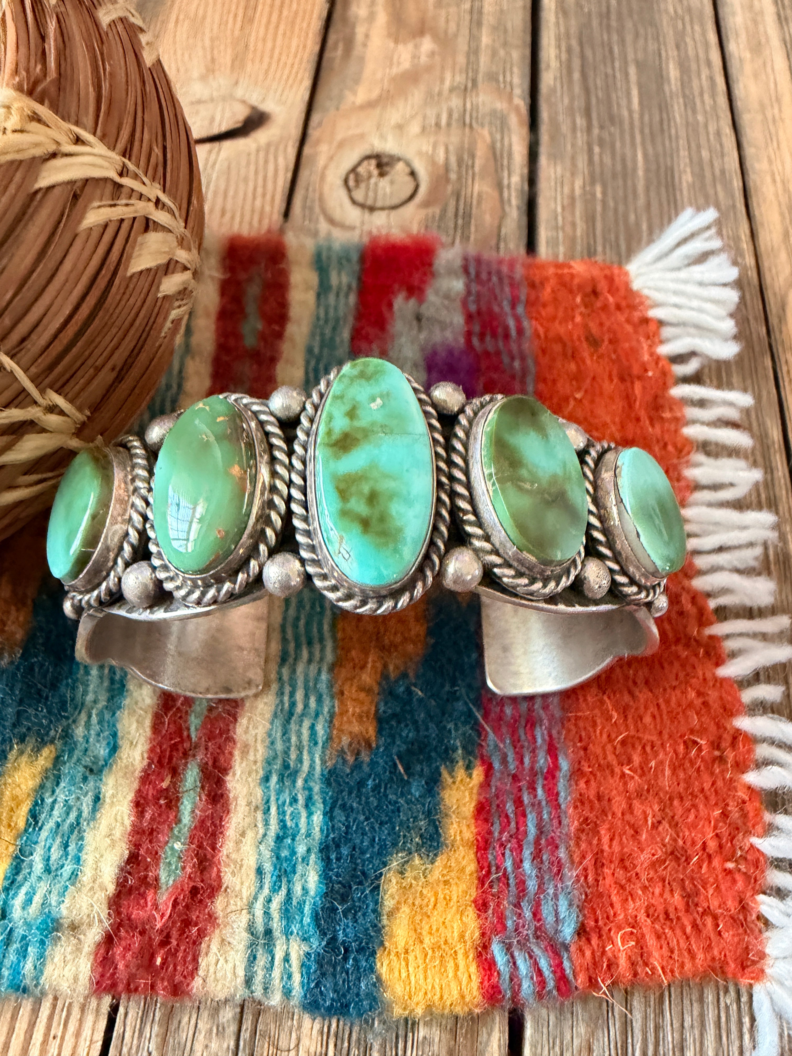 Handcrafted Sonoran Mountain Turquoise & Sterling Silver Cuff Bracelet