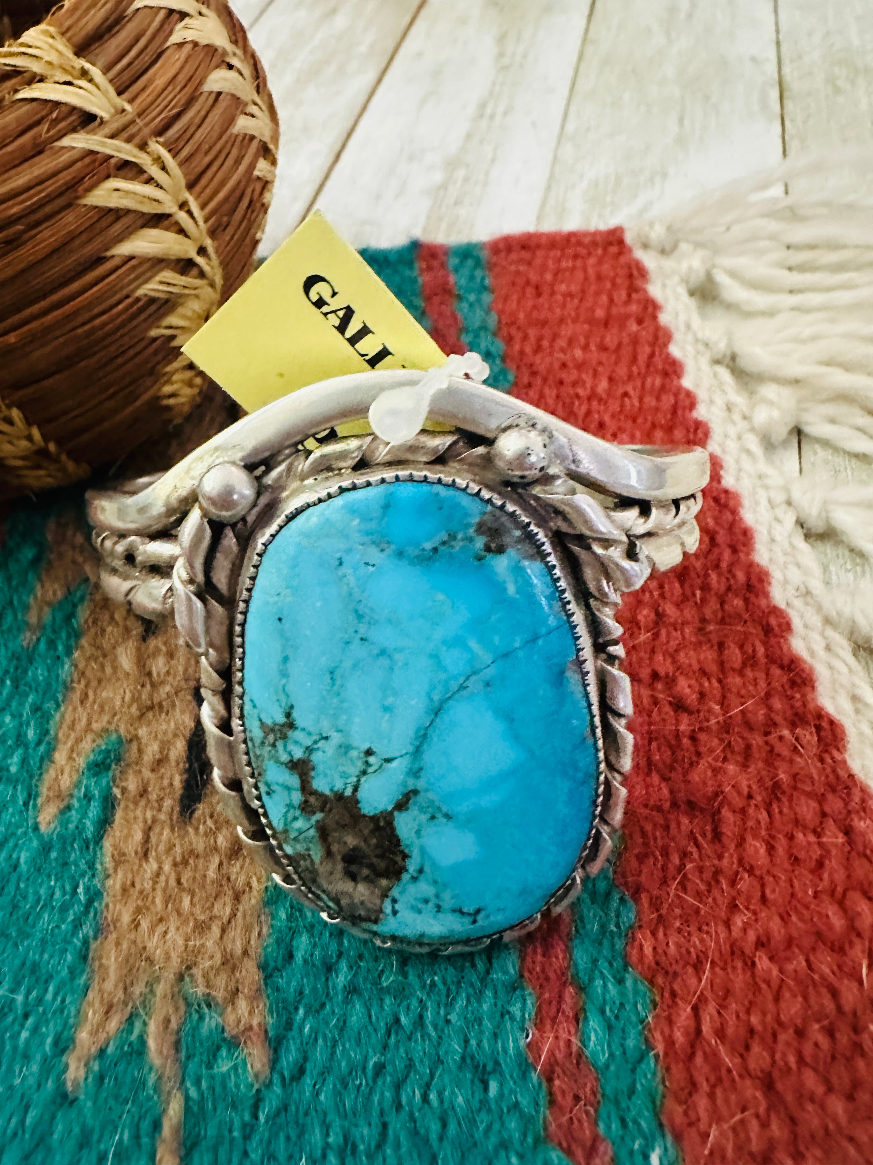 Handcrafted Old Pawn Turquoise & Sterling Silver Cuff Bracelet