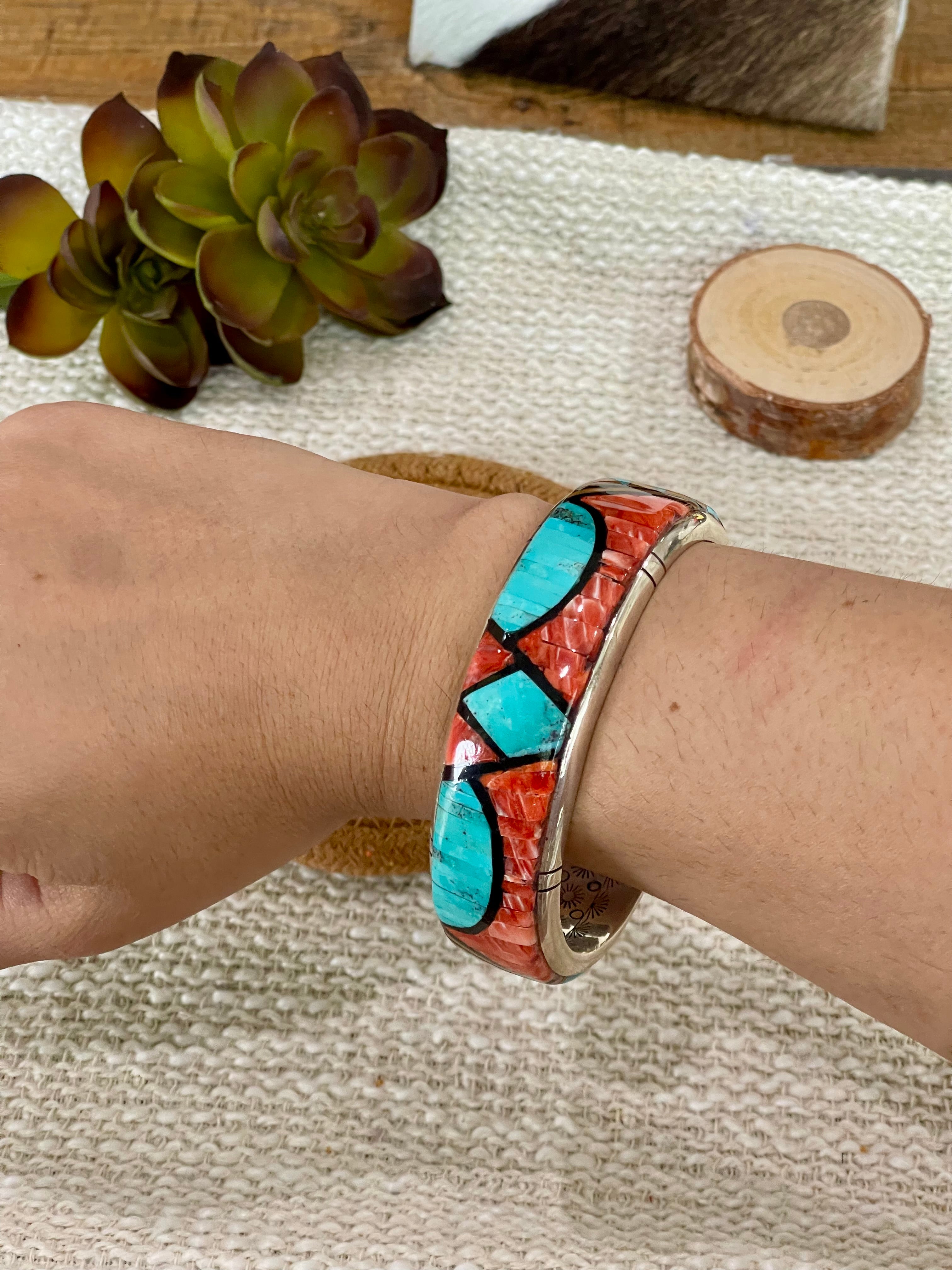 Beautiful Handmade Sterling Silver & Multi Stone Cuff Bracelet