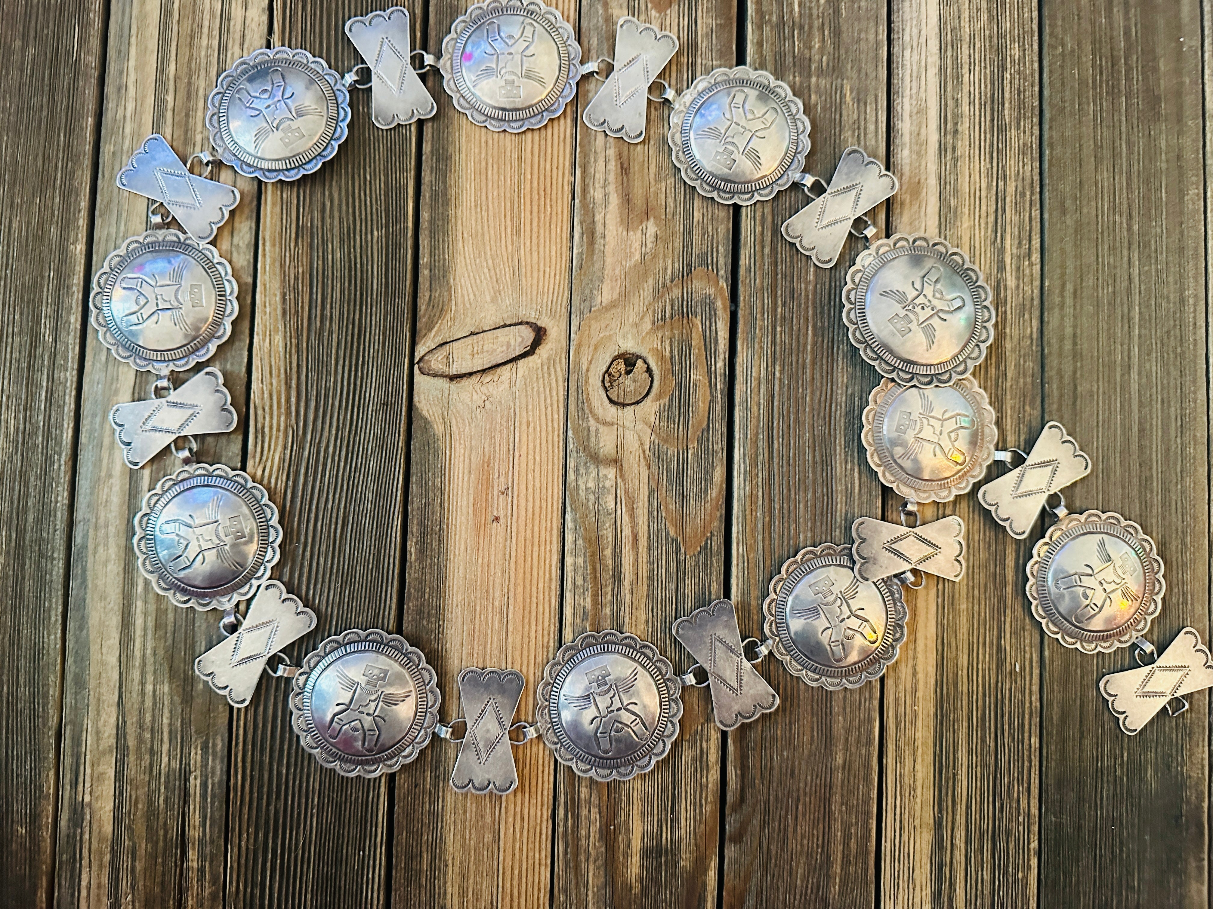 Handcrafted Vintage Old Pawn Sterling Silver Concho Belt