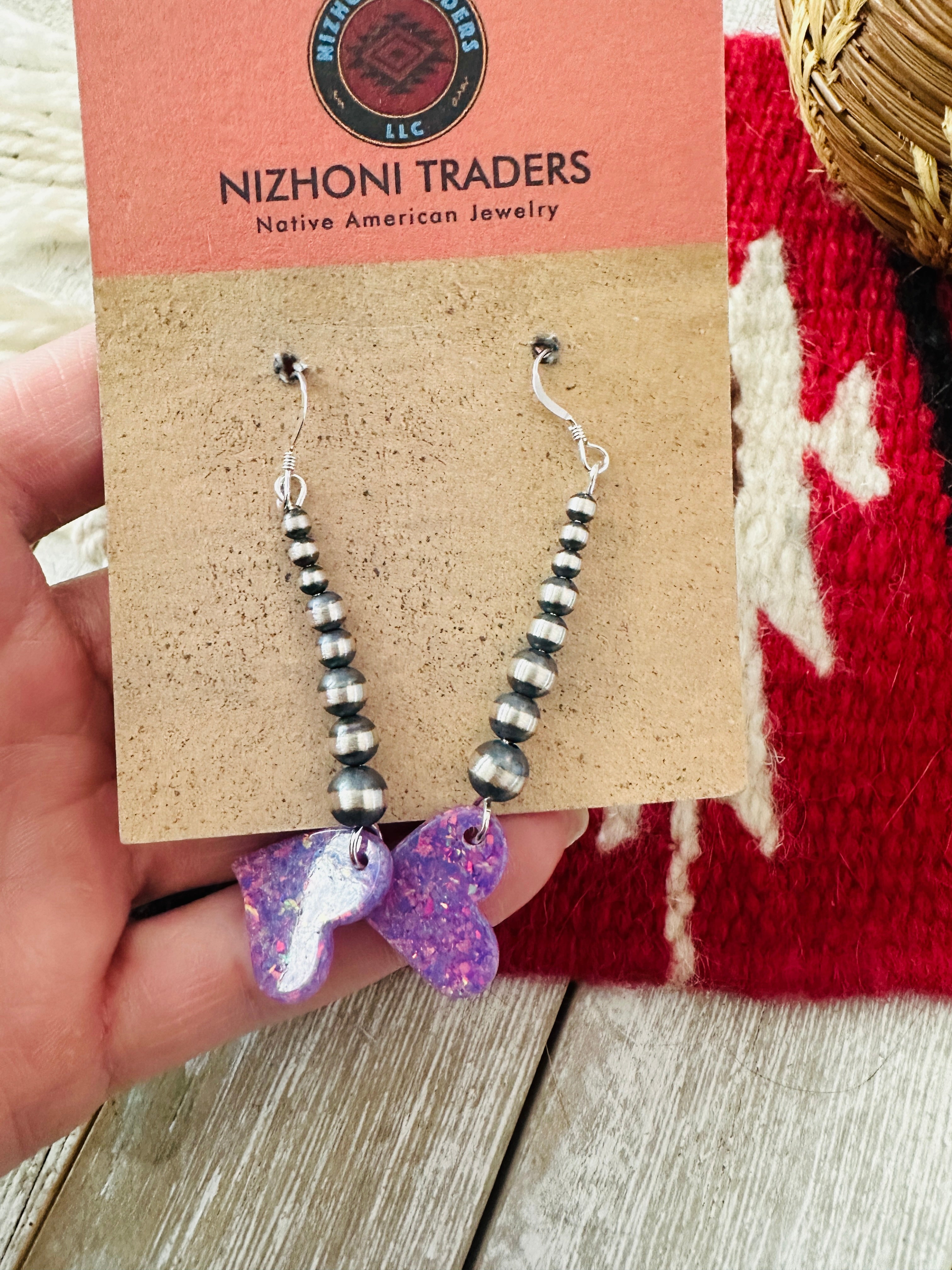 Summer Lovin’ Sterling Silver Pearl Beaded Opal Heart Dangle Earrings