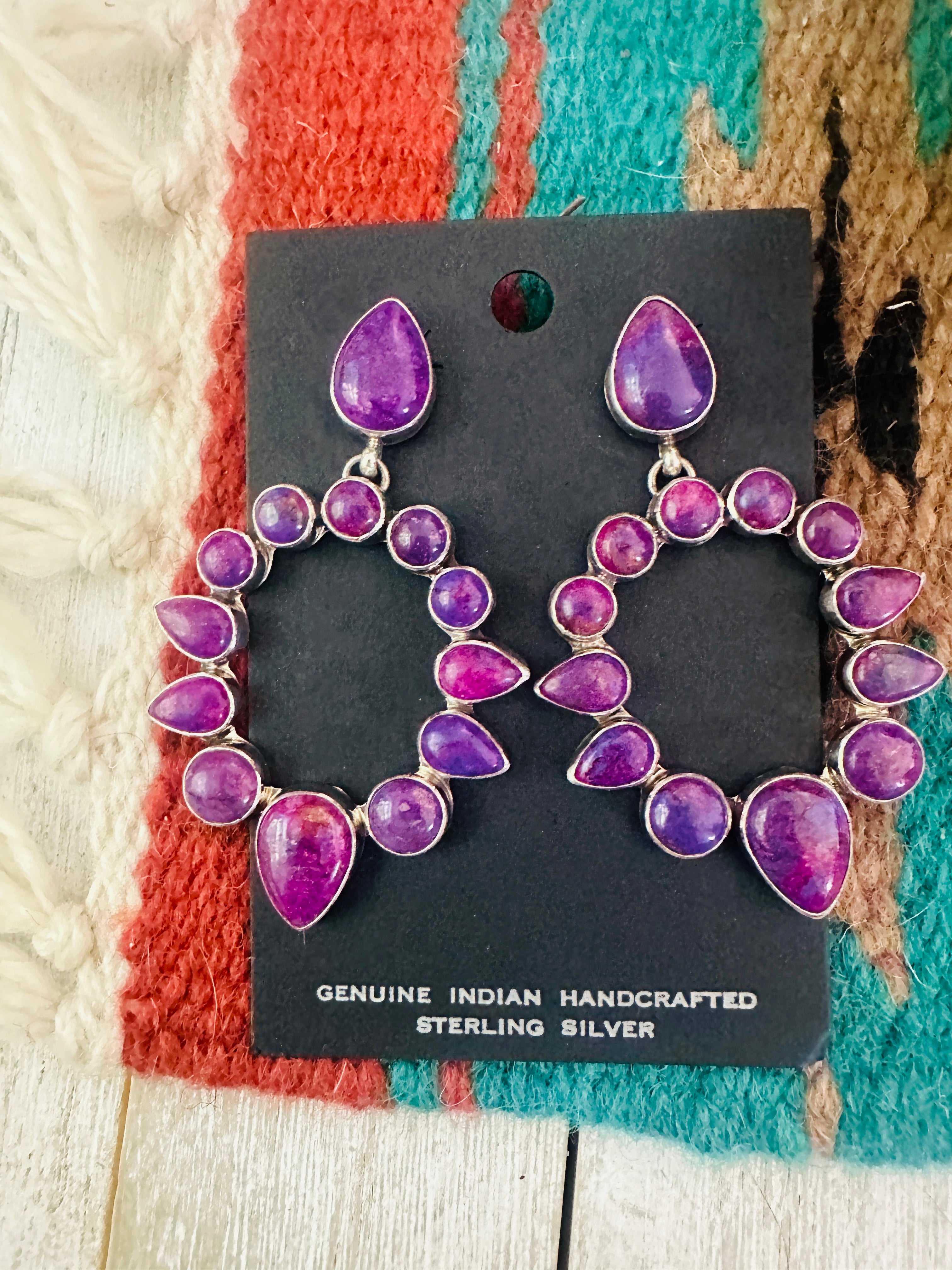 Navajo Purple Dream Mohave & Sterling Silver Dangle Earrings