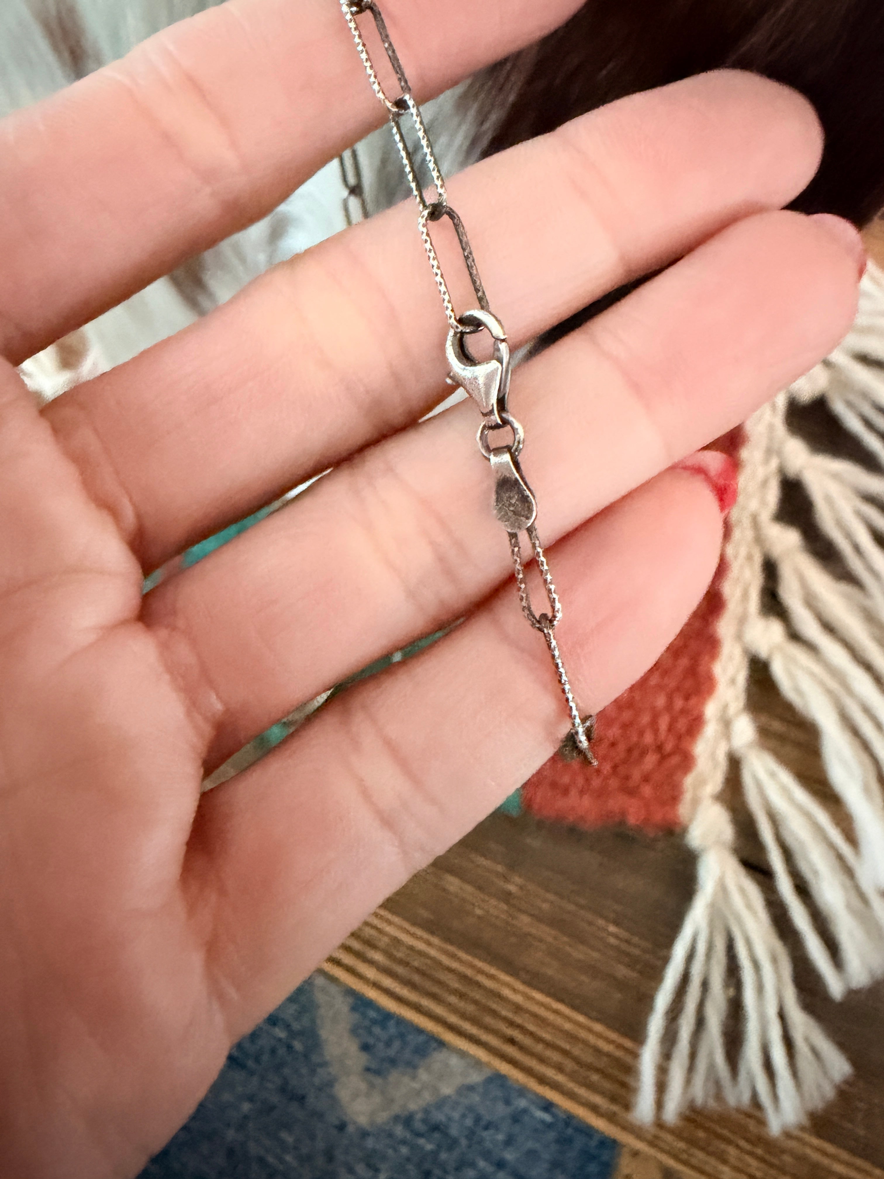 Handmade Sterling Silver & Tyrone Turquoise Necklace