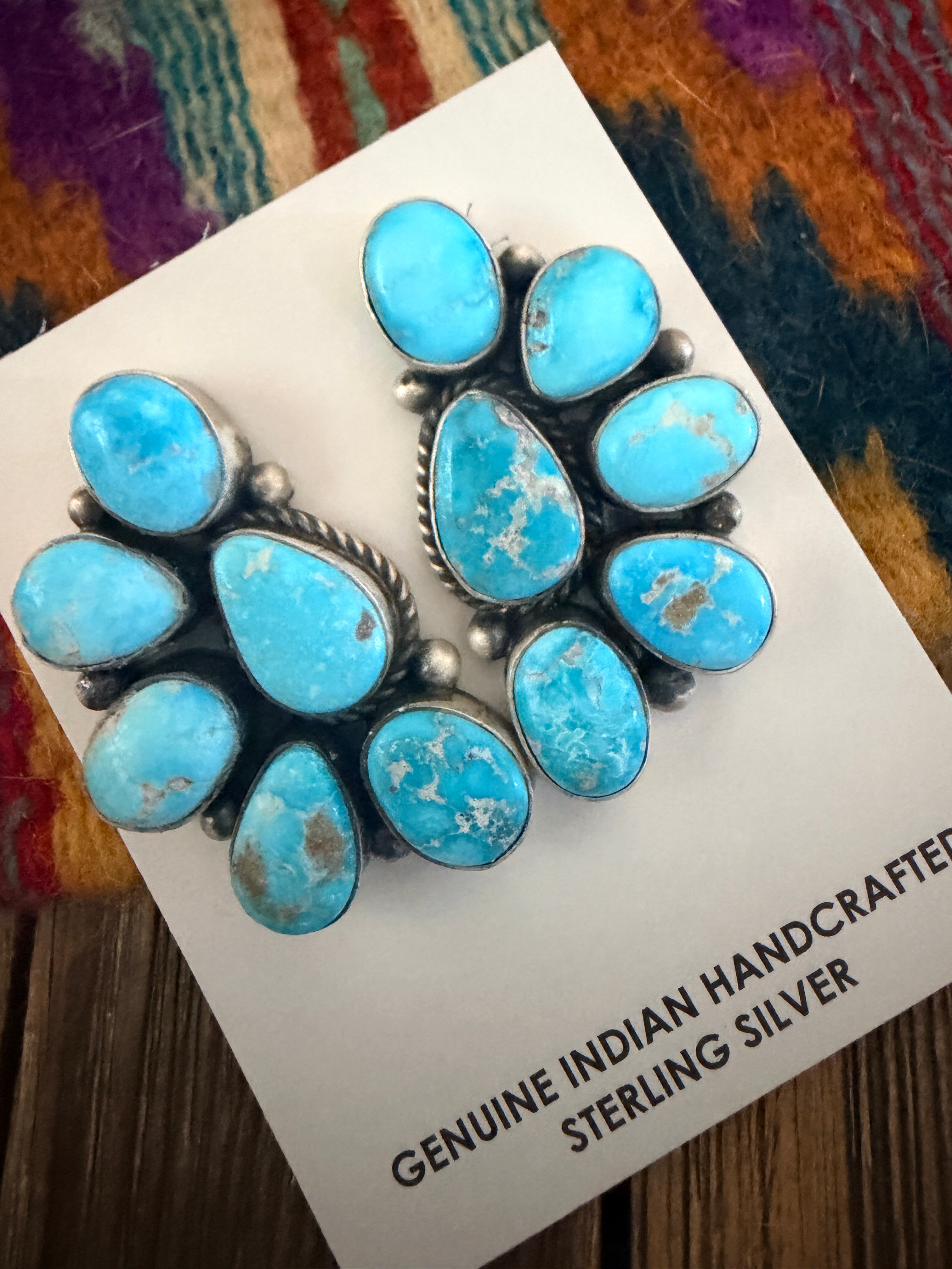 Handcrafted Turquoise & Sterling Silver Post Earrings