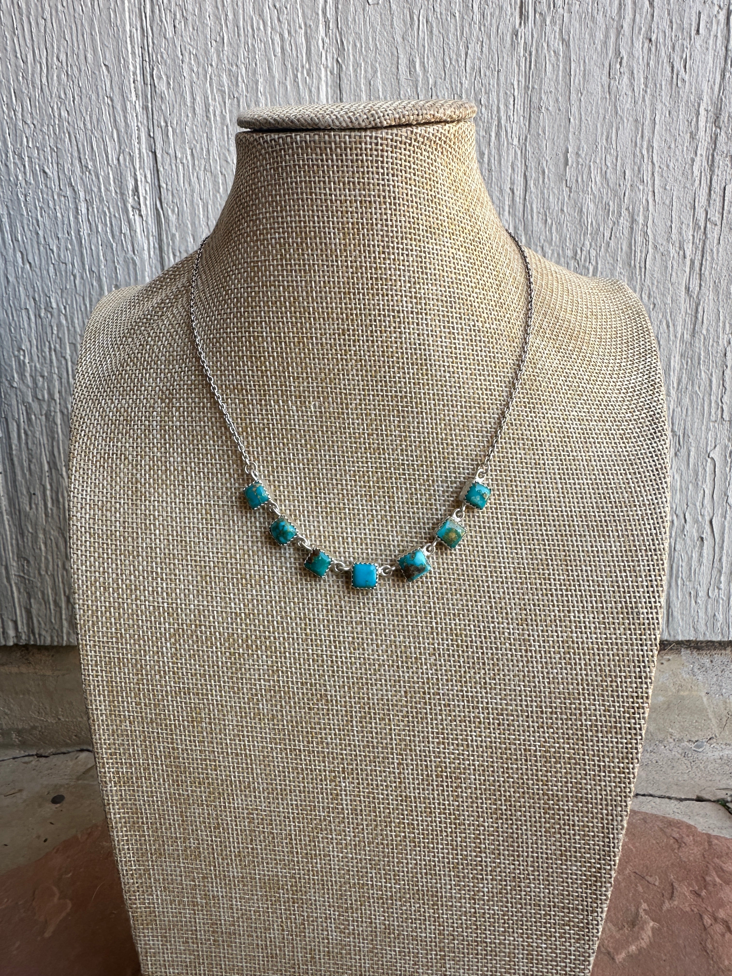 Handmade Sterling Silver Emerald Valley Turquoise Necklace