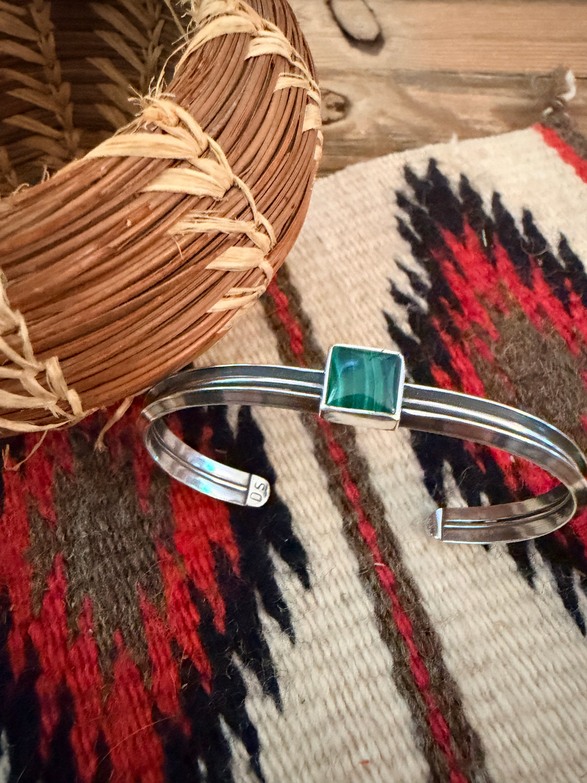 Handcrafted Sterling Silver and Malachite Cuff Bracelet